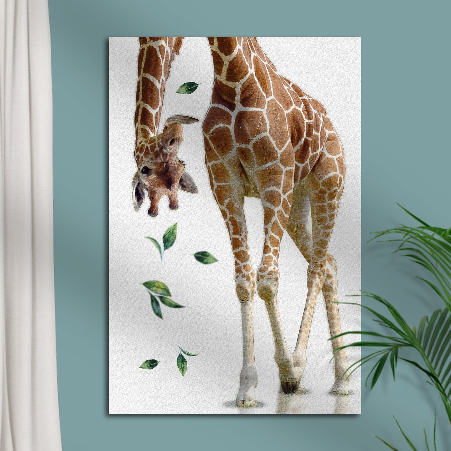 Upside Down Giraffe Head Portrait Canvas Wall Art  - Image by Tailored Canvases