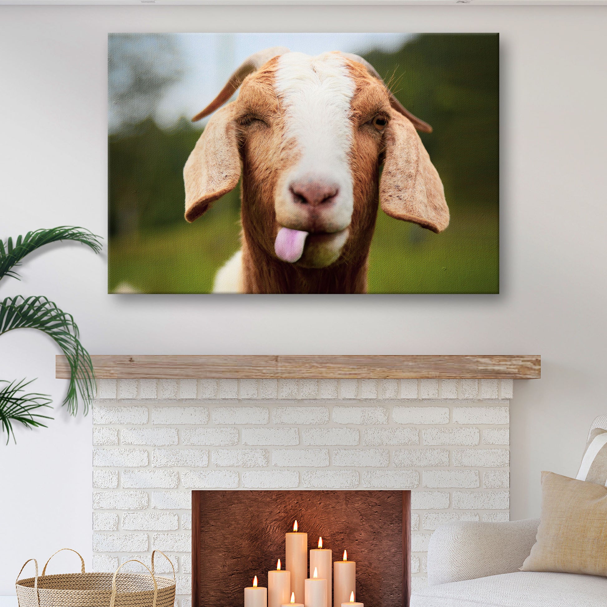 Wacky Goat Canvas Wall Art  - Image by Tailored Canvases