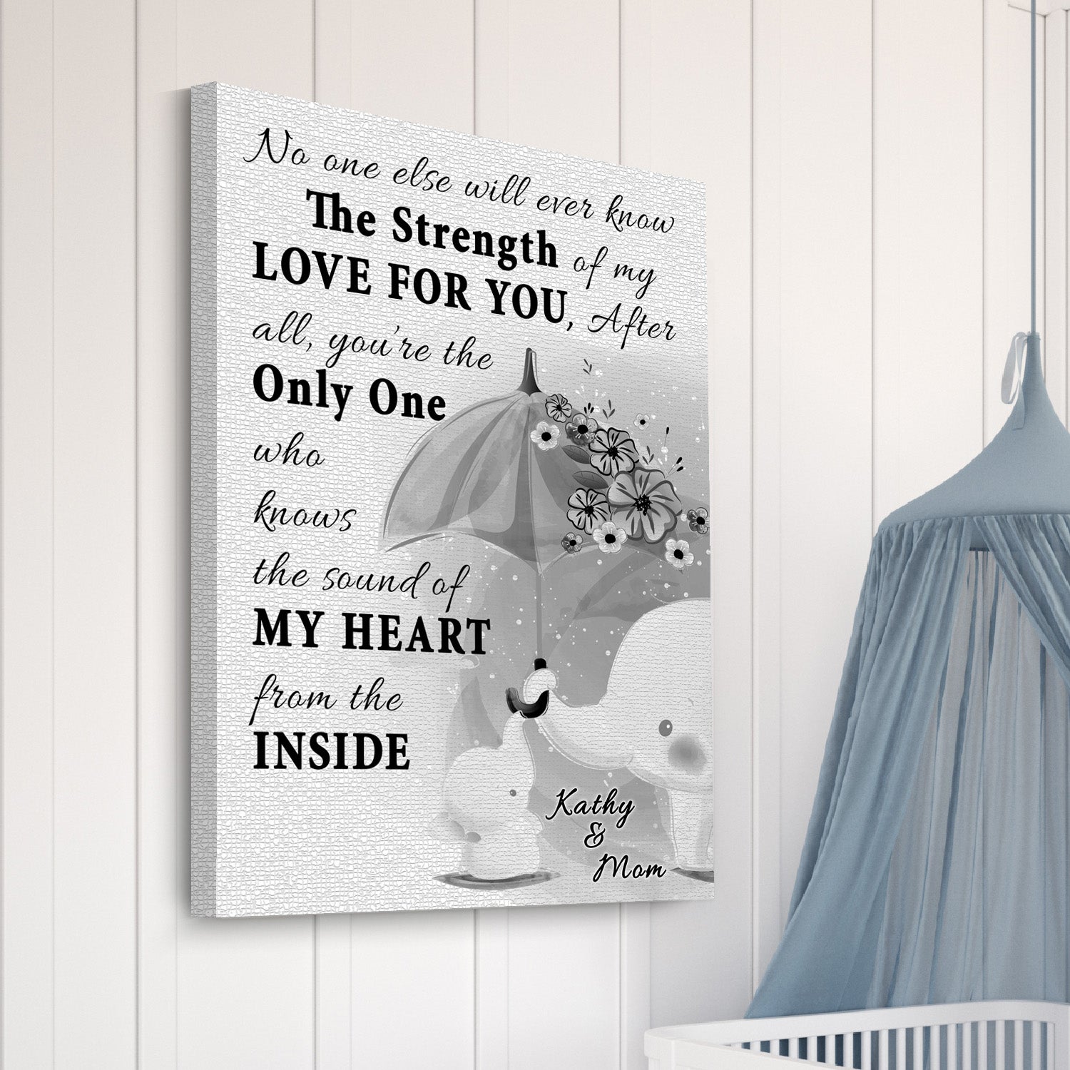 Mom and Baby Elephant Sign Style 1 - Image by Tailored Canvases