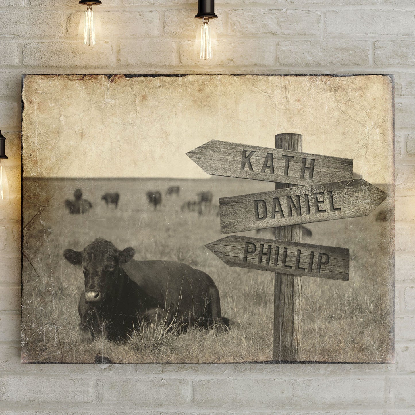 Angus Cattle Name Sign II Style 1 - Image by Tailored Canvases