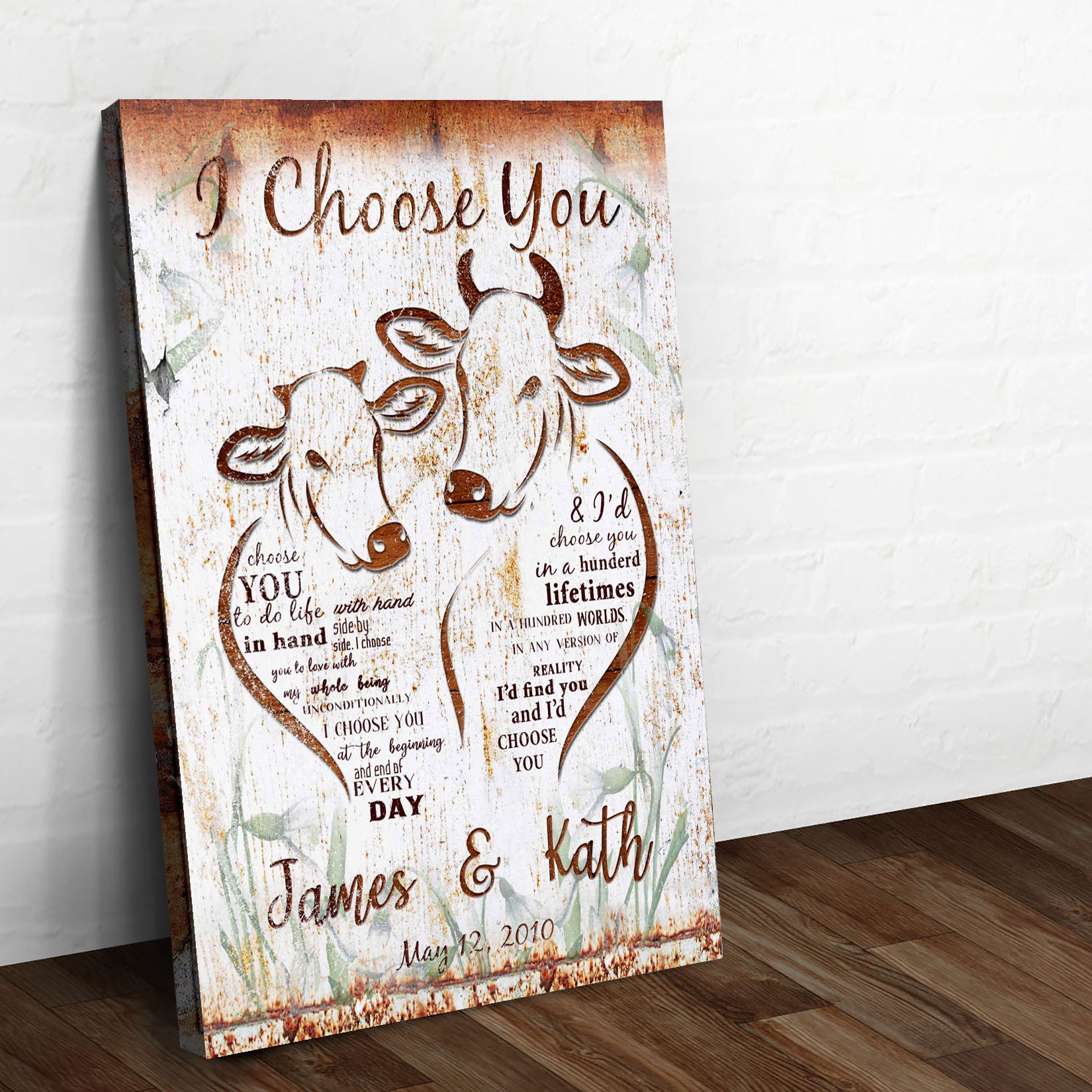 I Choose You Cow Couple Sign Style 1 - Image by Tailored Canvases