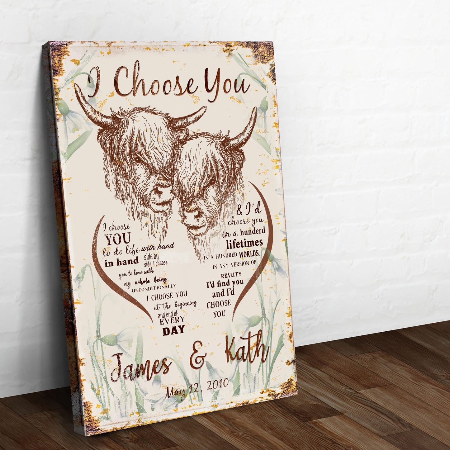 I Choose You Cow Couple Sign Style 2 - Image by Tailored Canvases