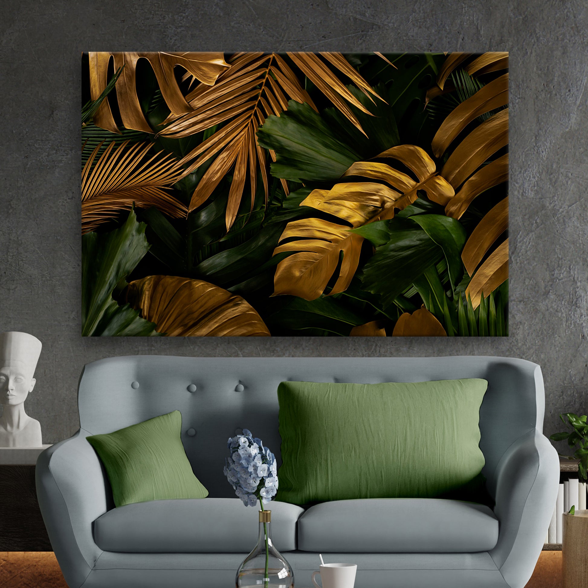 Golden Monstera Leaves Canvas Wall Art II - Image by Tailored Canvases