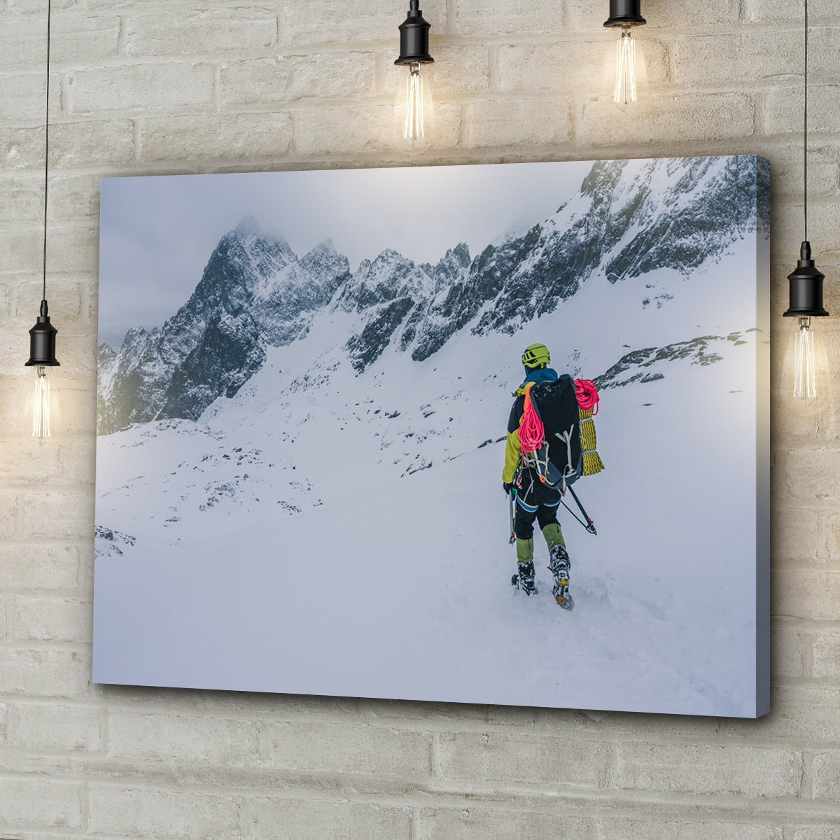 Skiing On Snowy Mountain Canvas Wall Art  Style 2  - Image by Tailored Canvases