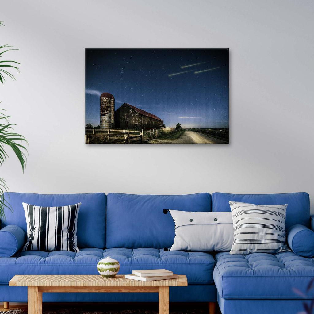 Farm At Night Canvas Wall Art by Tailored Canvases