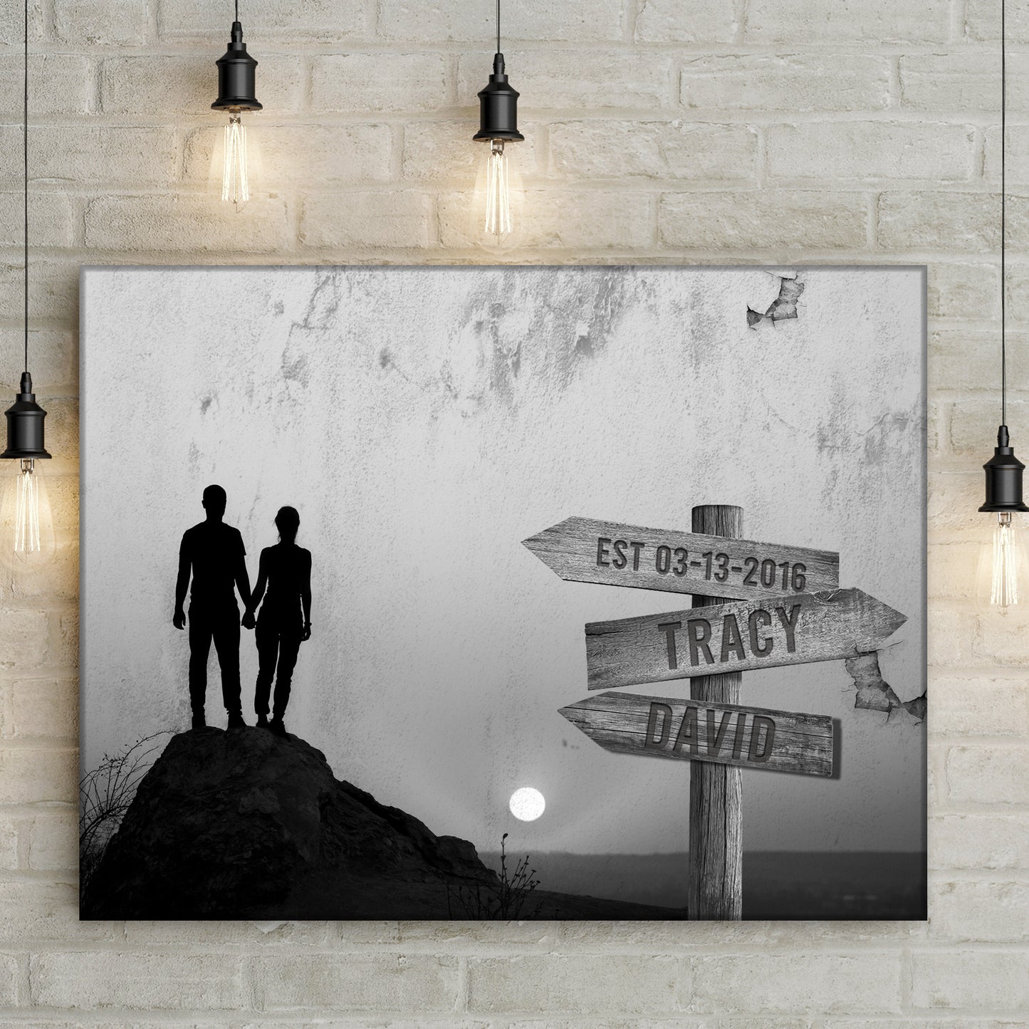 Monochrome Sunset Couple Sign Style 3 - Image by Tailored Canvases