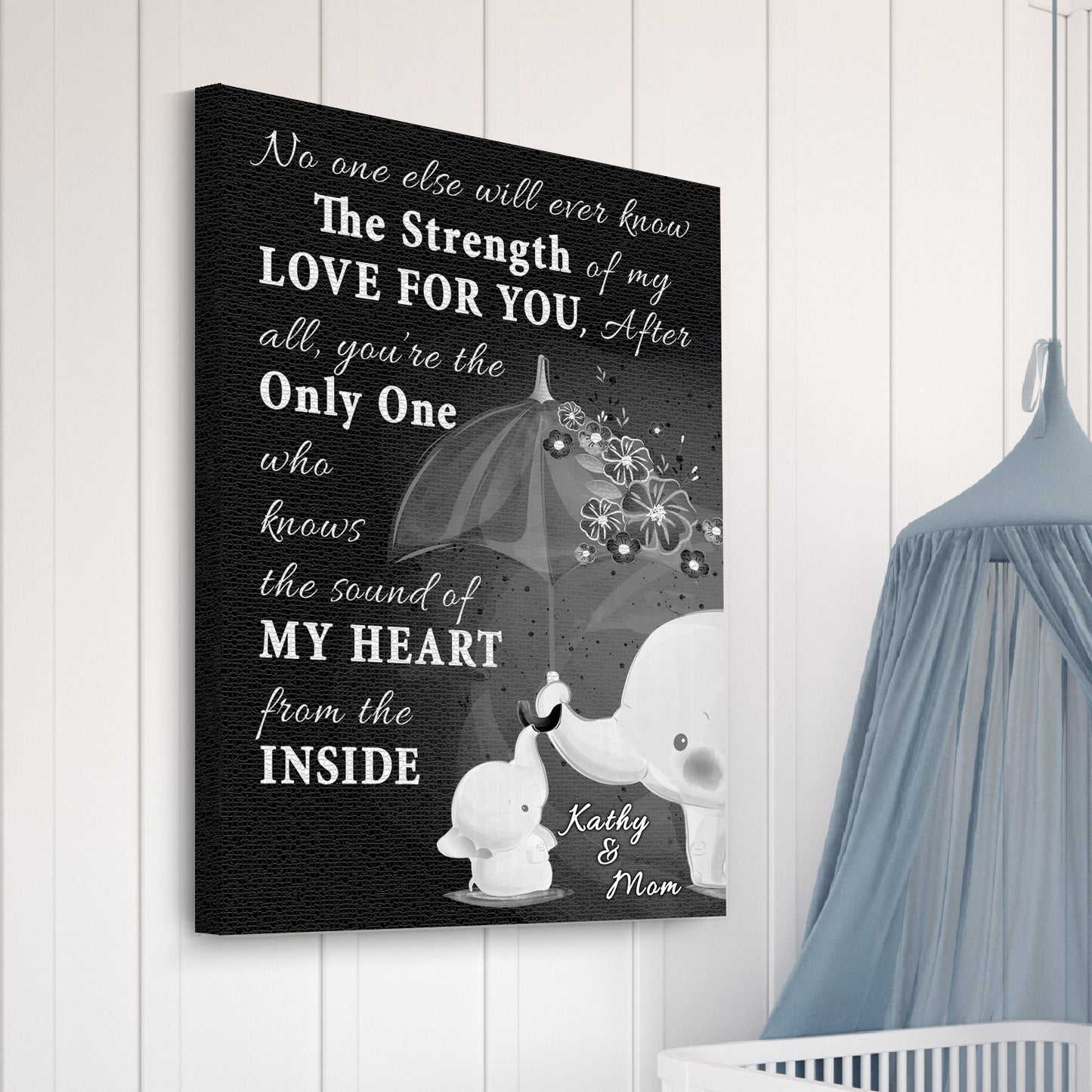 Mom and Baby Elephant Sign Style 2 - Image by Tailored Canvases