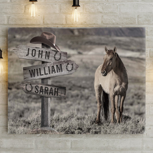 Snow Horses Vintage Name Sign Styles 3- Image by Tailored Canvases