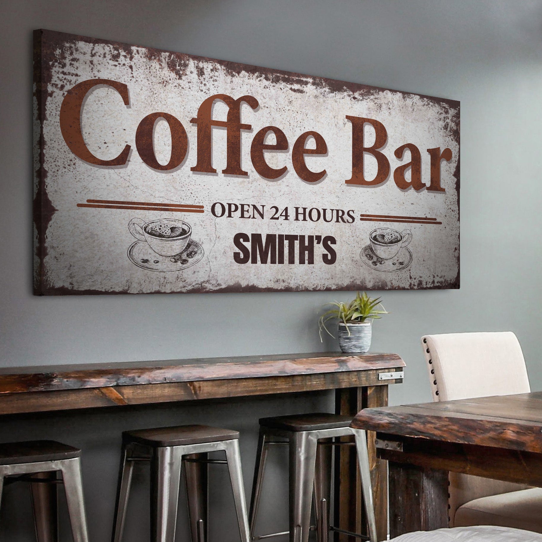 Coffee Bar - Personalized Huge Canvas Style 3 - Wall Art Image by Tailored Canvases