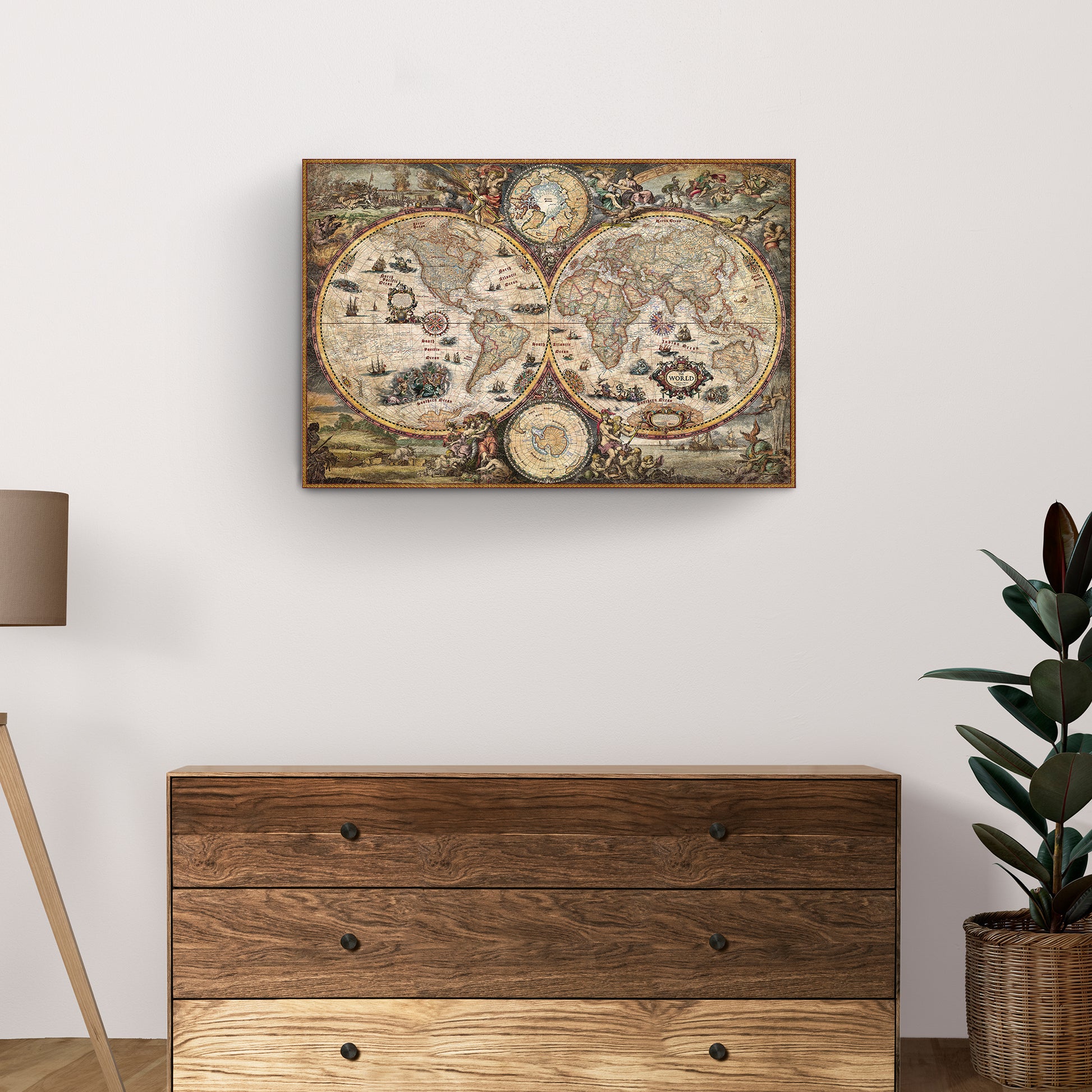 World Map Vintage Canvas Wall Art Style 2 - Image by Tailored Canvases