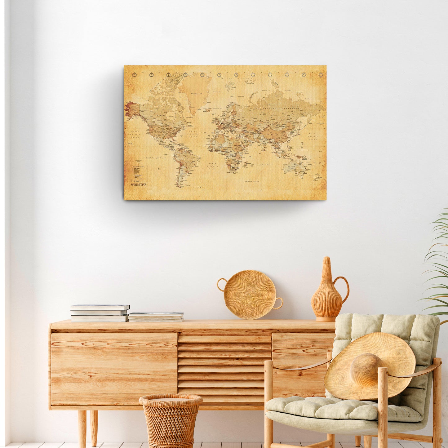 World Map Antique Canvas Wall Art  - Image by Tailored Canvases