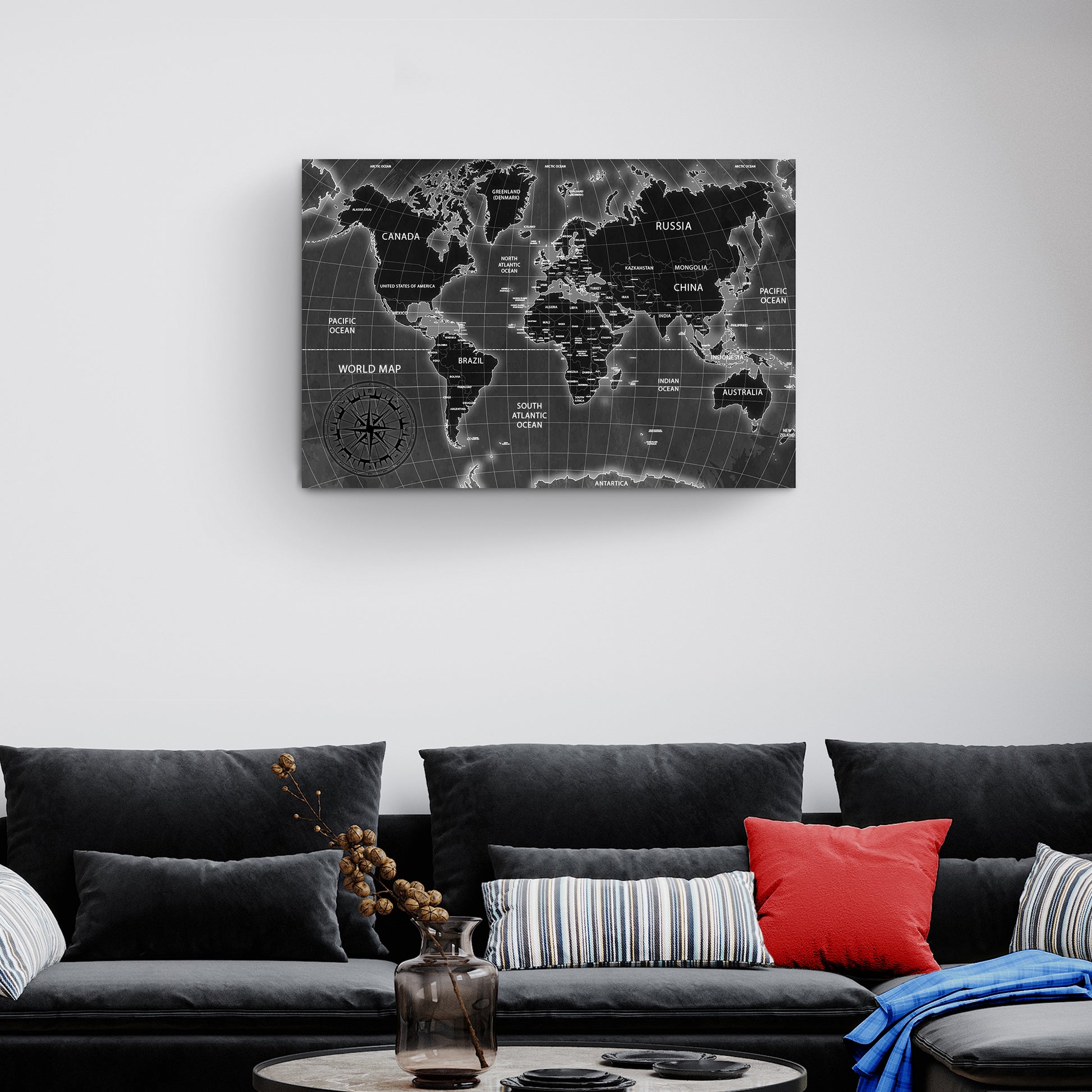 World Map Dark Canvas Wall Art - Image by Tailored Canvases