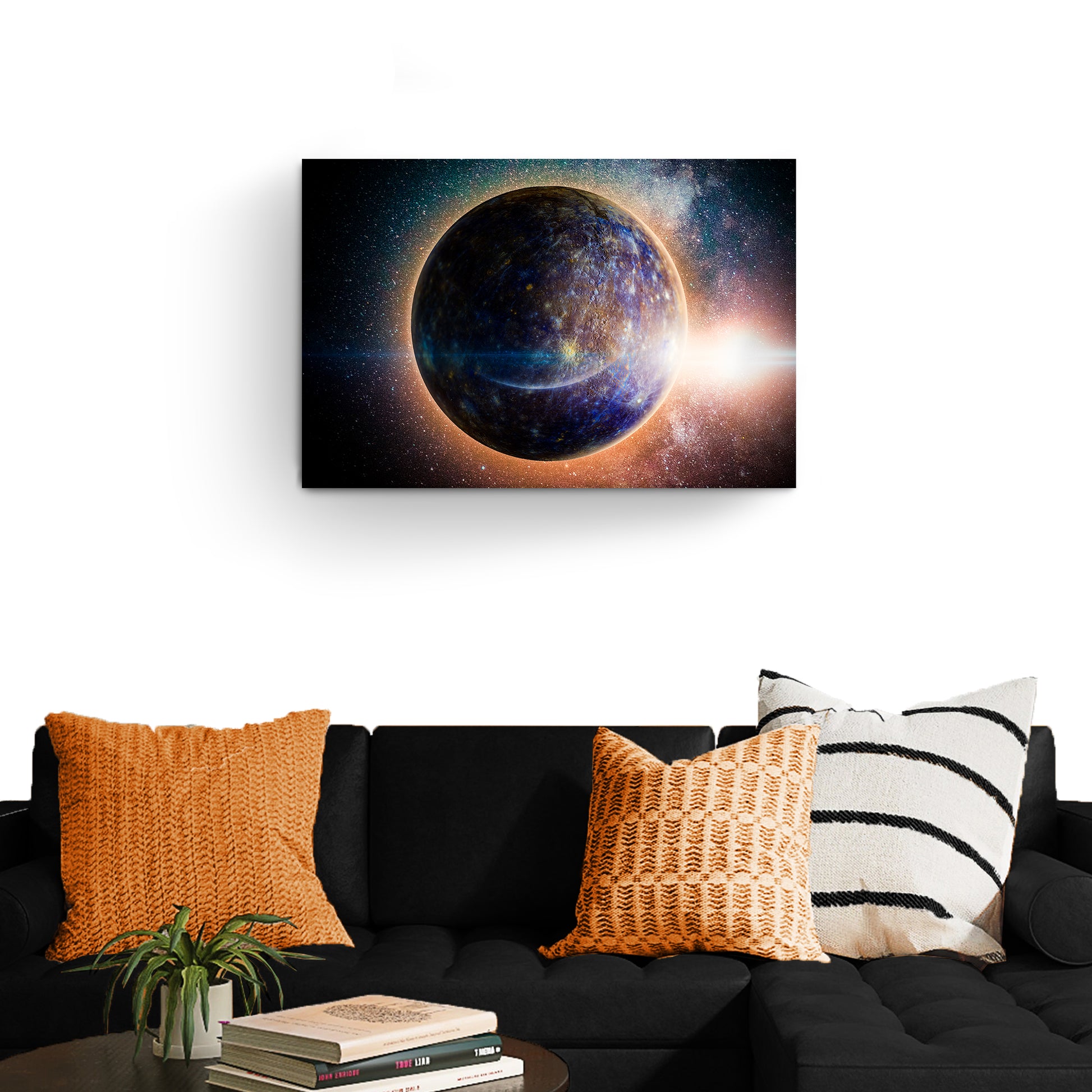 Planet Mercury Sunlit Canvas Wall Art  - Image by Tailored Canvases