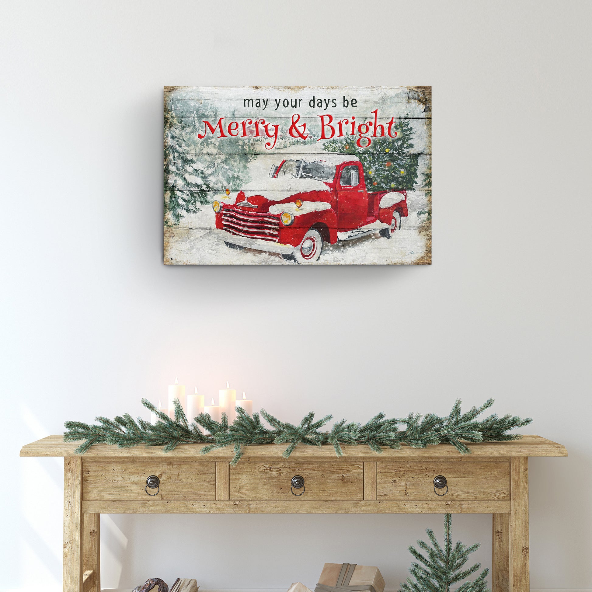 Merry and Bright Christmas Truck Sign