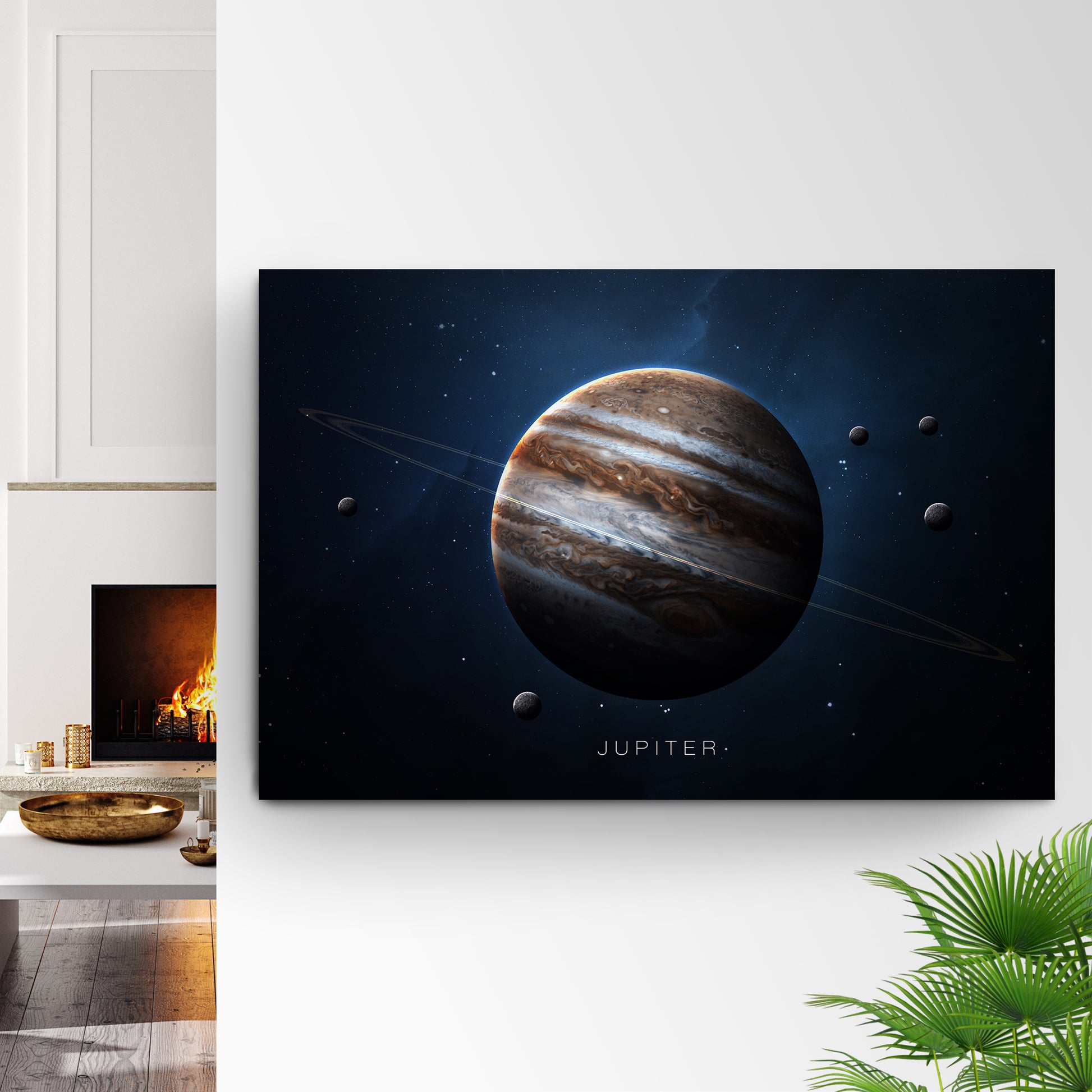 Planet Jupiter And Moons Canvas Wall Art Style 1 - Image by Tailored Canvases