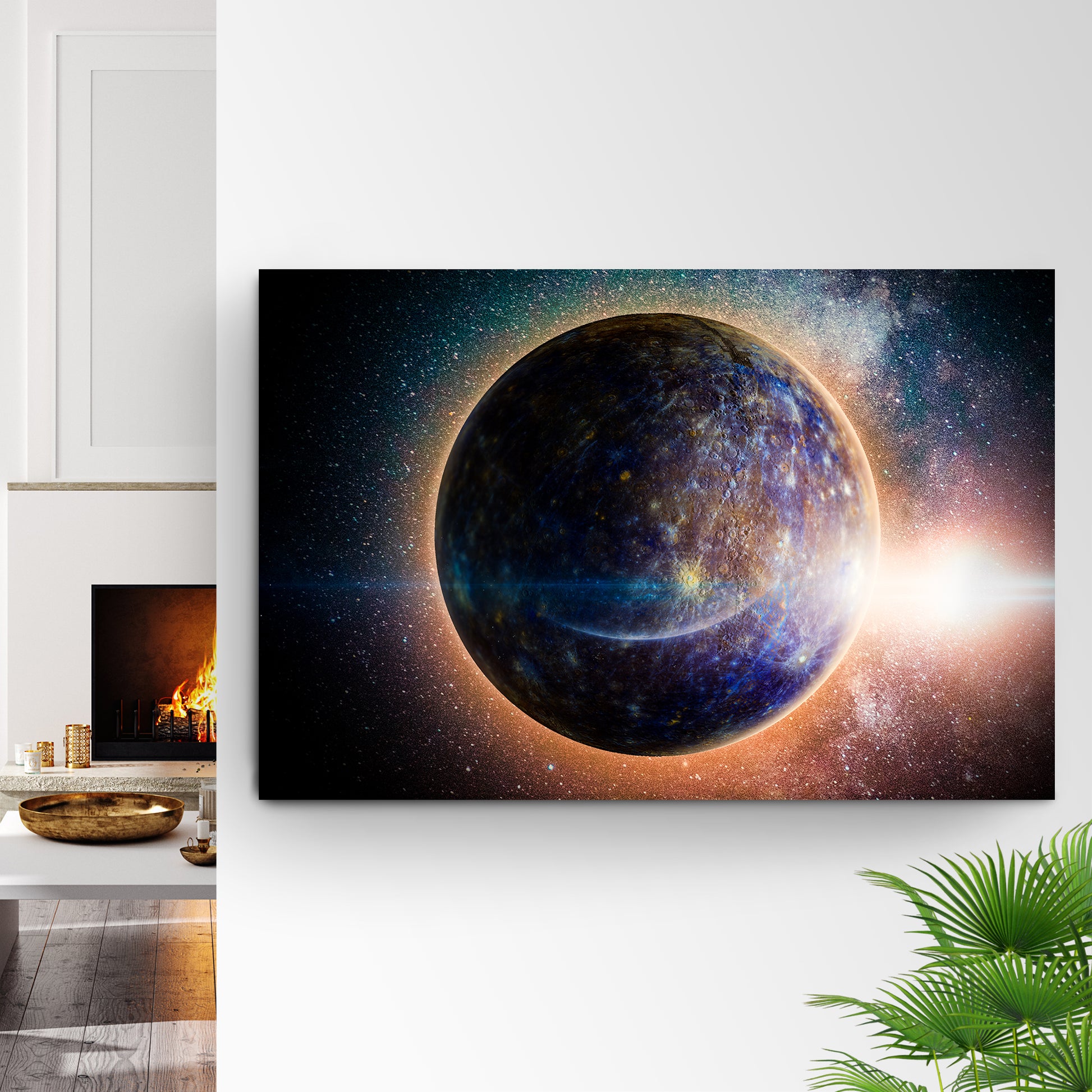 Planet Mercury Sunlit Canvas Wall Art Style 1 - Image by Tailored Canvases