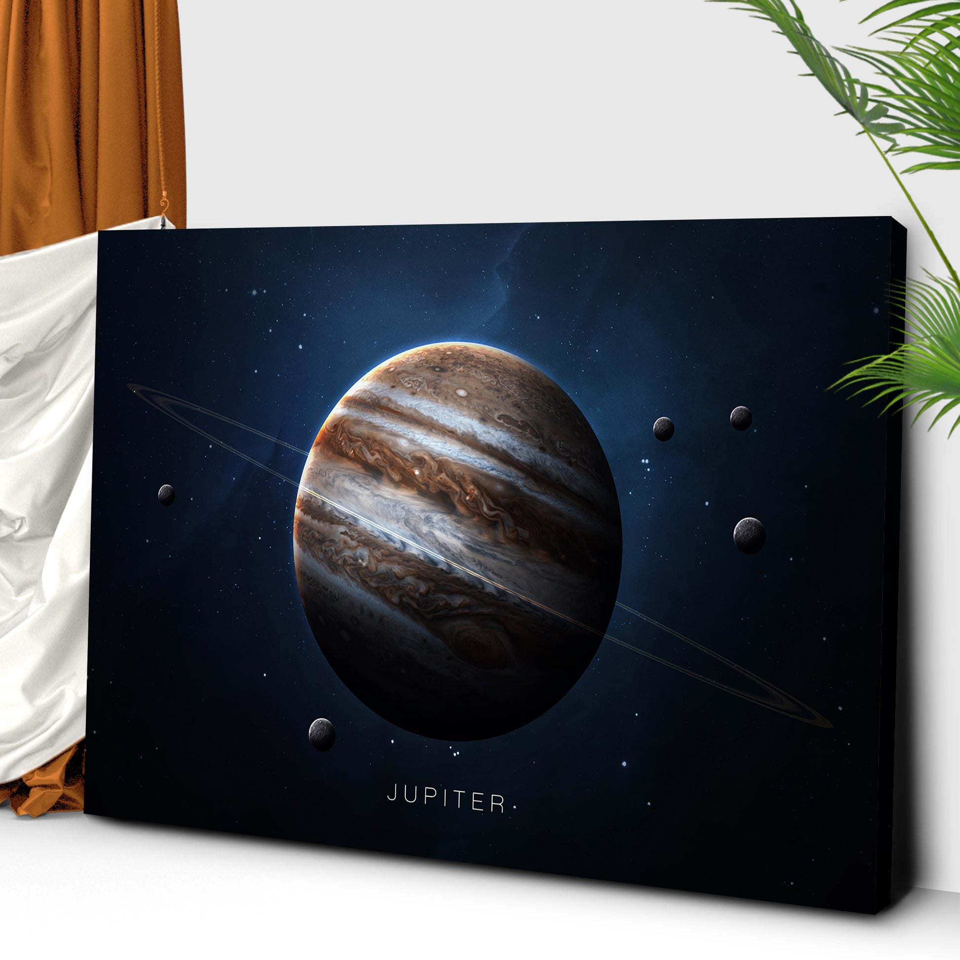 Planet Jupiter And Moons Canvas Wall Art Style 2 - Image by Tailored Canvases