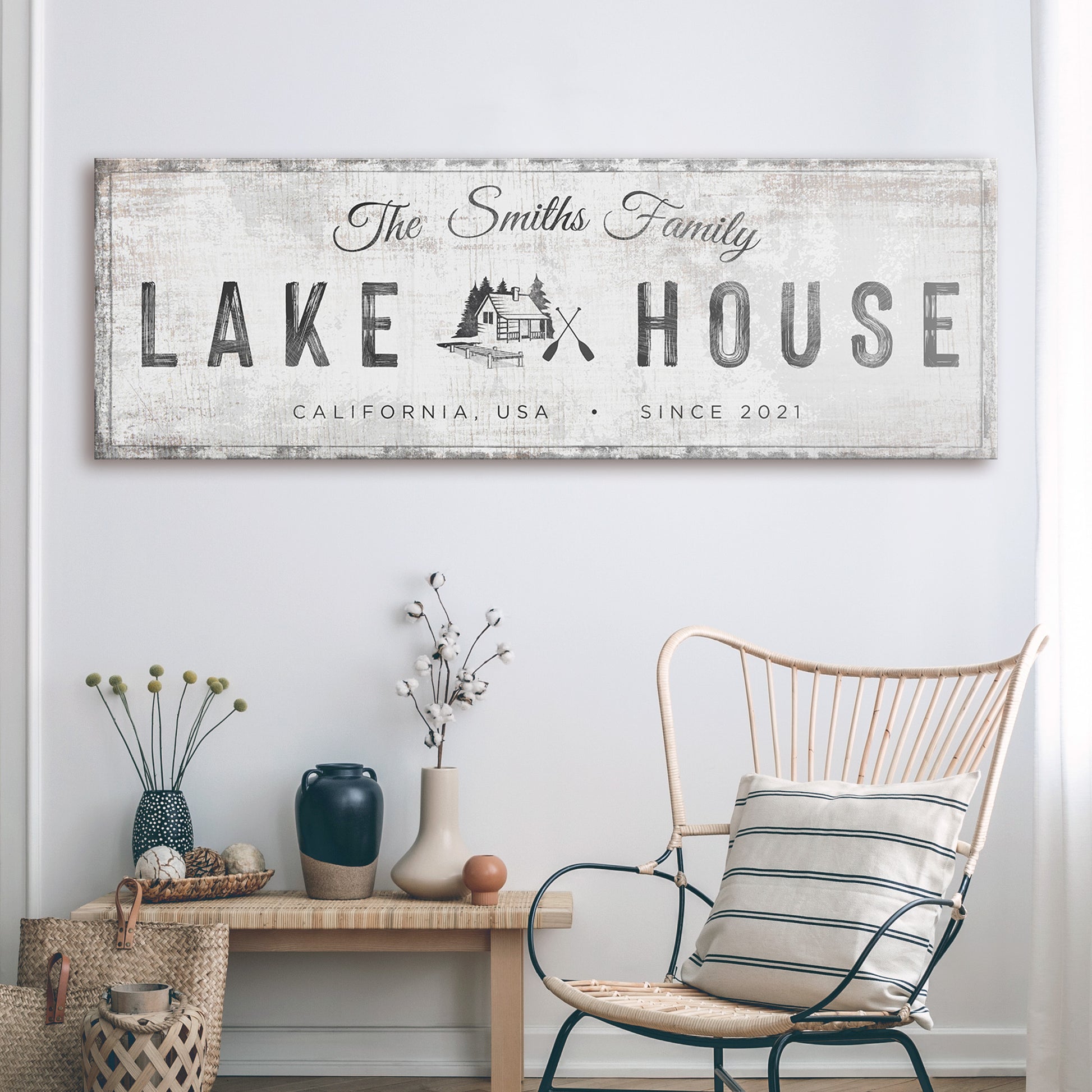 Lake House Cabin Sign - Image by Tailored Canvases