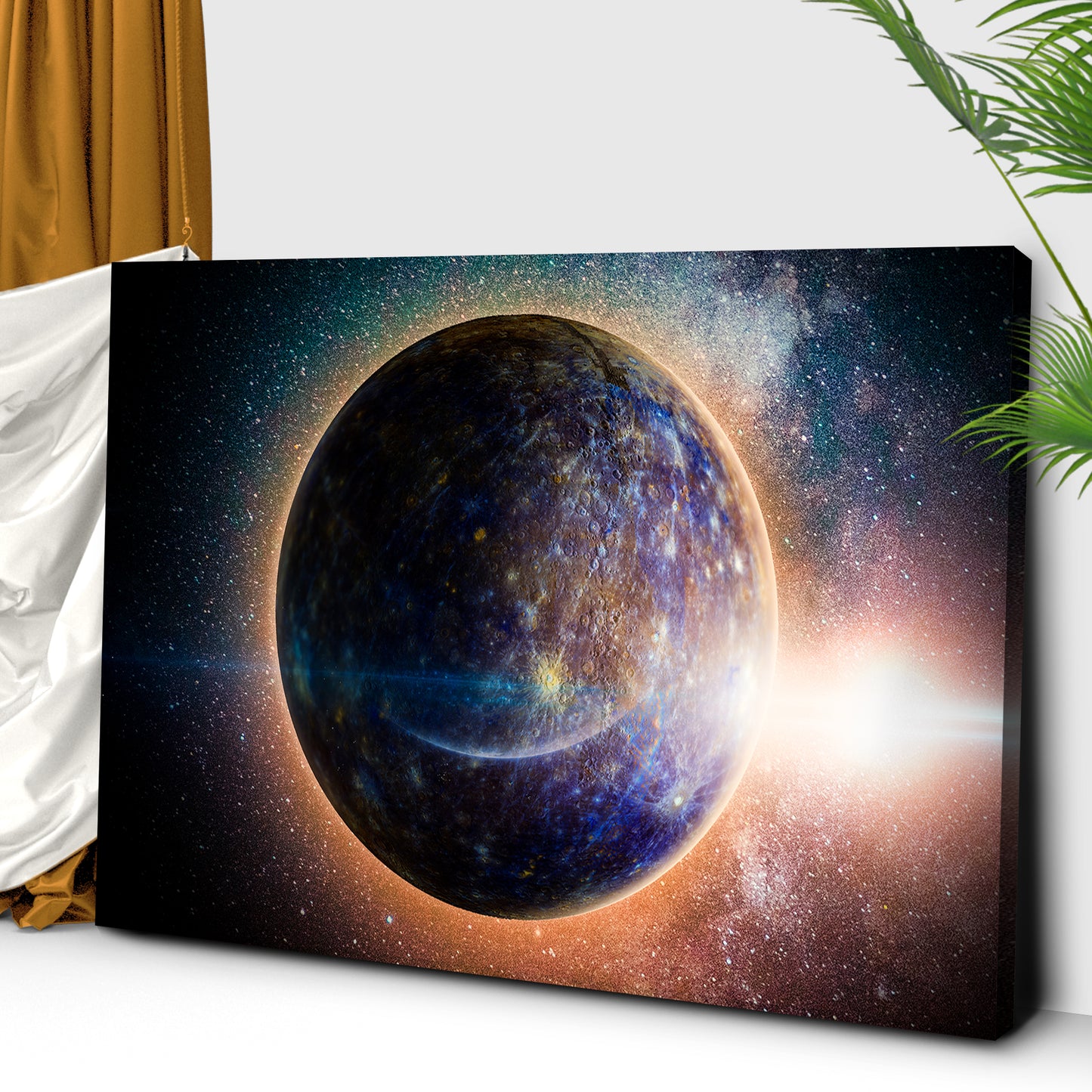 Planet Mercury Sunlit Canvas Wall Art Style 2 - Image by Tailored Canvases
