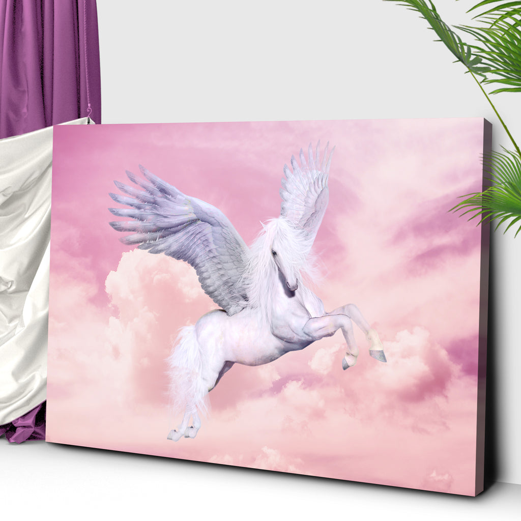 Mythical Animals Pegasus Pastel Sky Canvas Wall Art by Tailored Canvases
