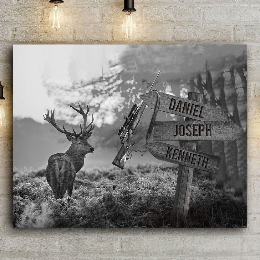 Monochrome Deer Hunting Season Name Sign - Image by Tailored Canvases