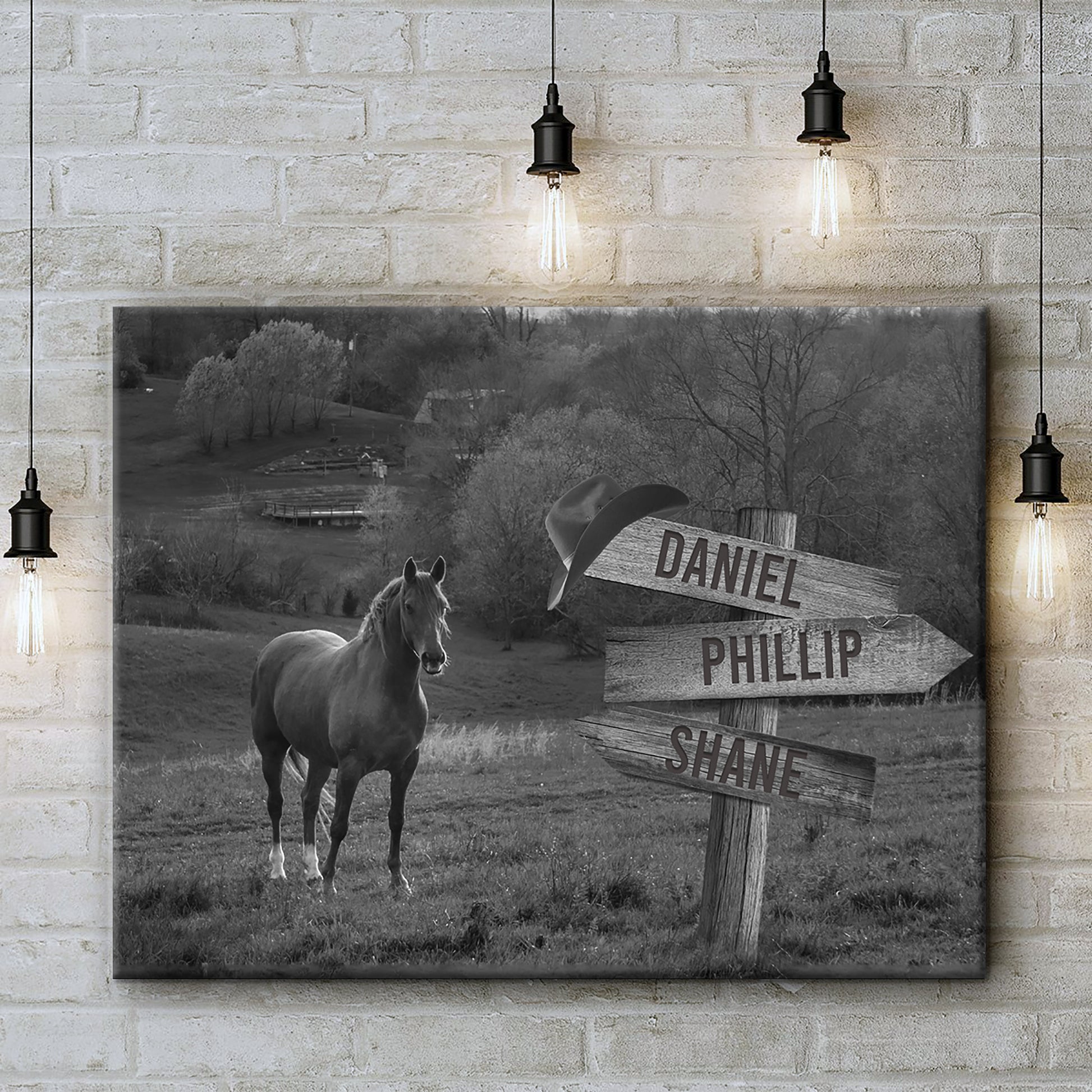 Monochrome Horse Name Sign - Image by Tailored Canvases