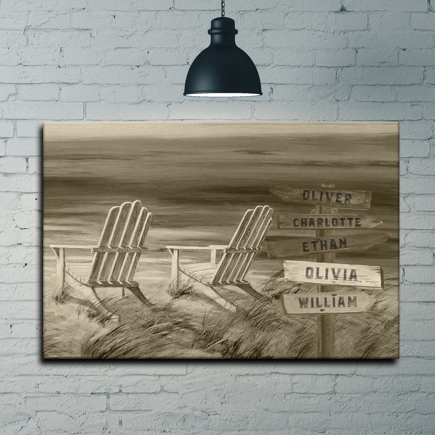 Monochrome Beach Name Sign - Image by Tailored Canvases
