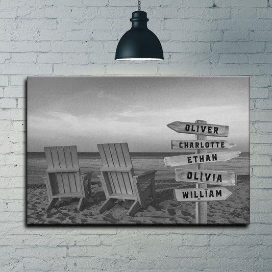 Monochrome Beach Name Sign Style 1 - Image by Tailored Canvases