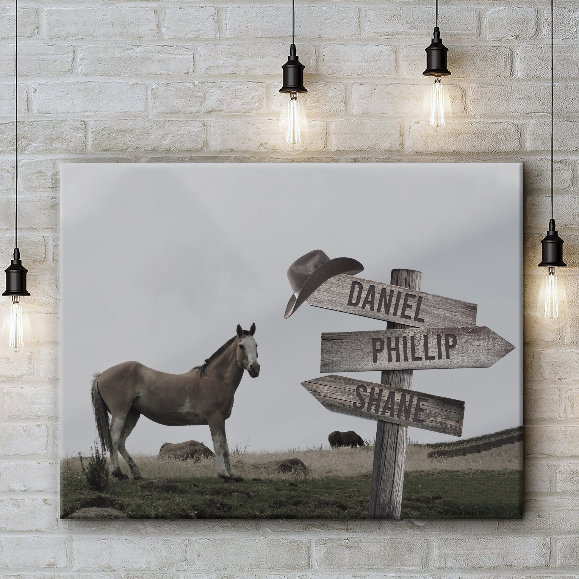 Monochrome Horse Name Sign Style 1 - Image by Tailored Canvases