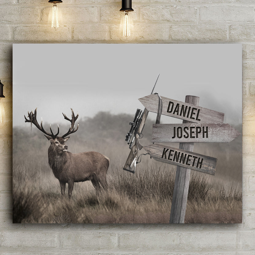 Monochrome Deer Hunting Season Name Sign Style 1 - Image by Tailored Canvases
