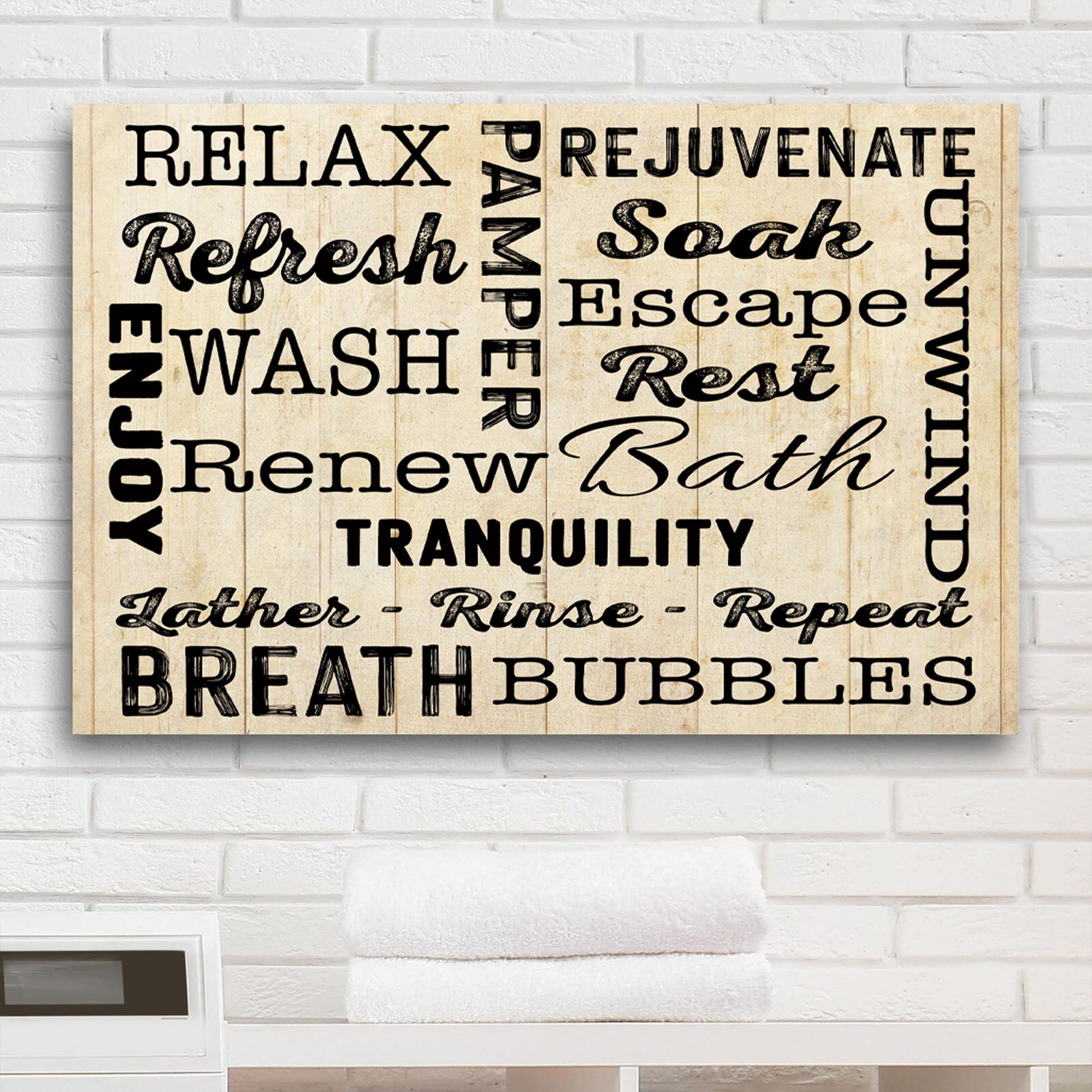 Relax Pamper Rejuvenate Bathroom Sign II - Image by Tailored Canvases