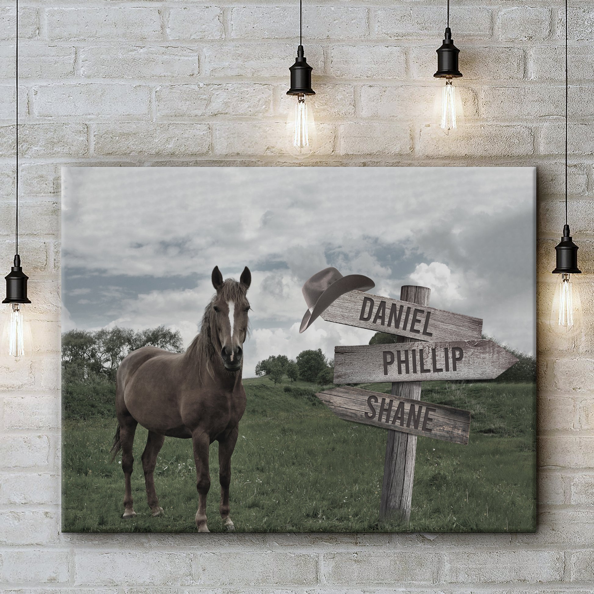 Monochrome Horse Name Sign Style 2 - Image by Tailored Canvases