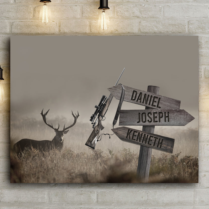 Monochrome Deer Hunting Season Name Sign Style 2 - Image by Tailored Canvases