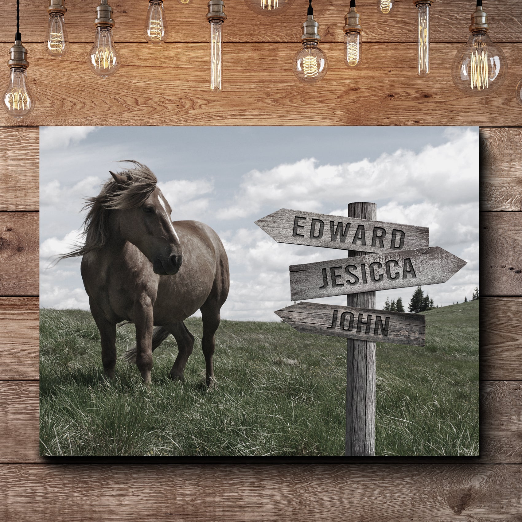 Classic Horse Family Name Sign - Image by Tailored Canvases