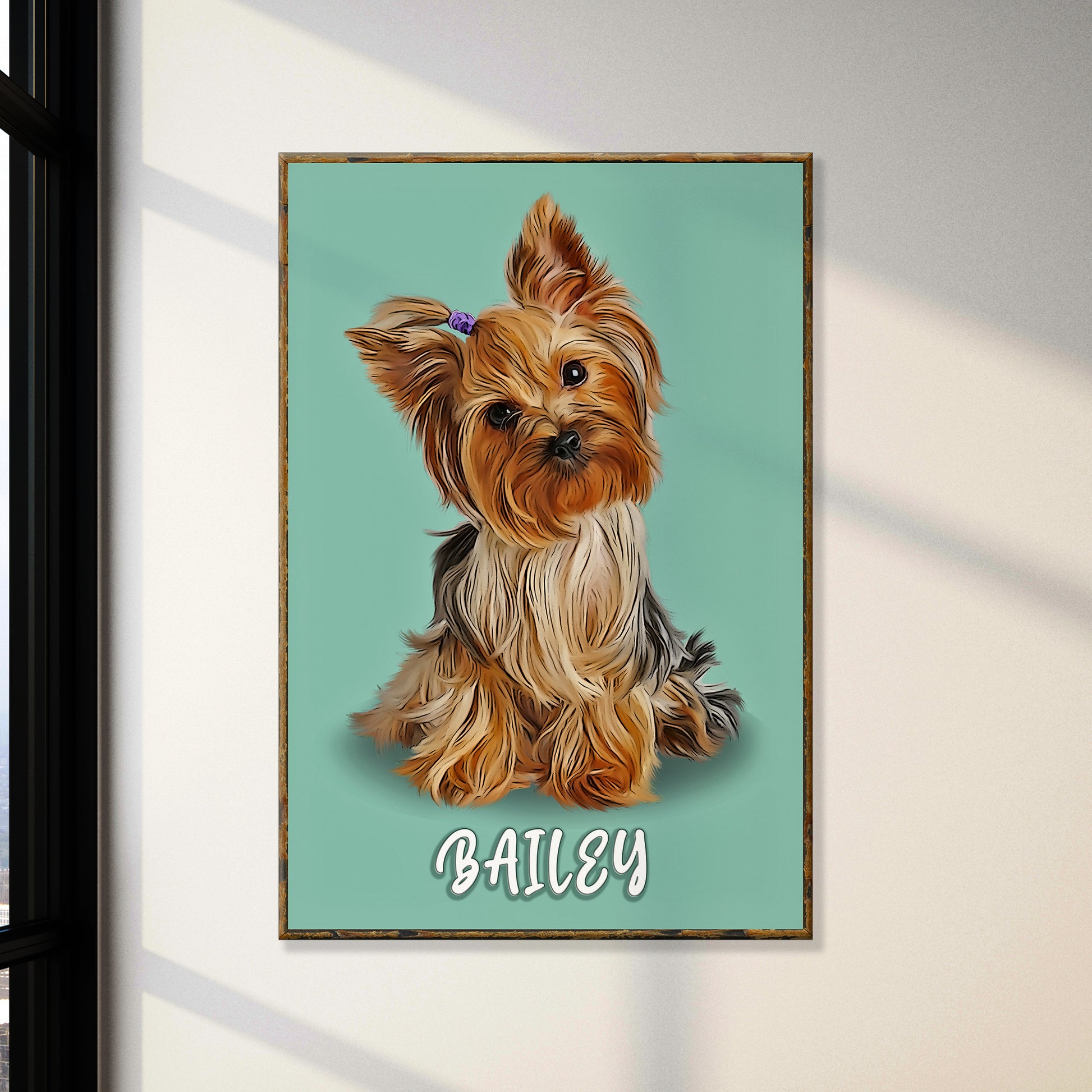 Pet Pastel Portrait- Yorkshire Terrier Sign Style 1 - Image by Tailored Canvases