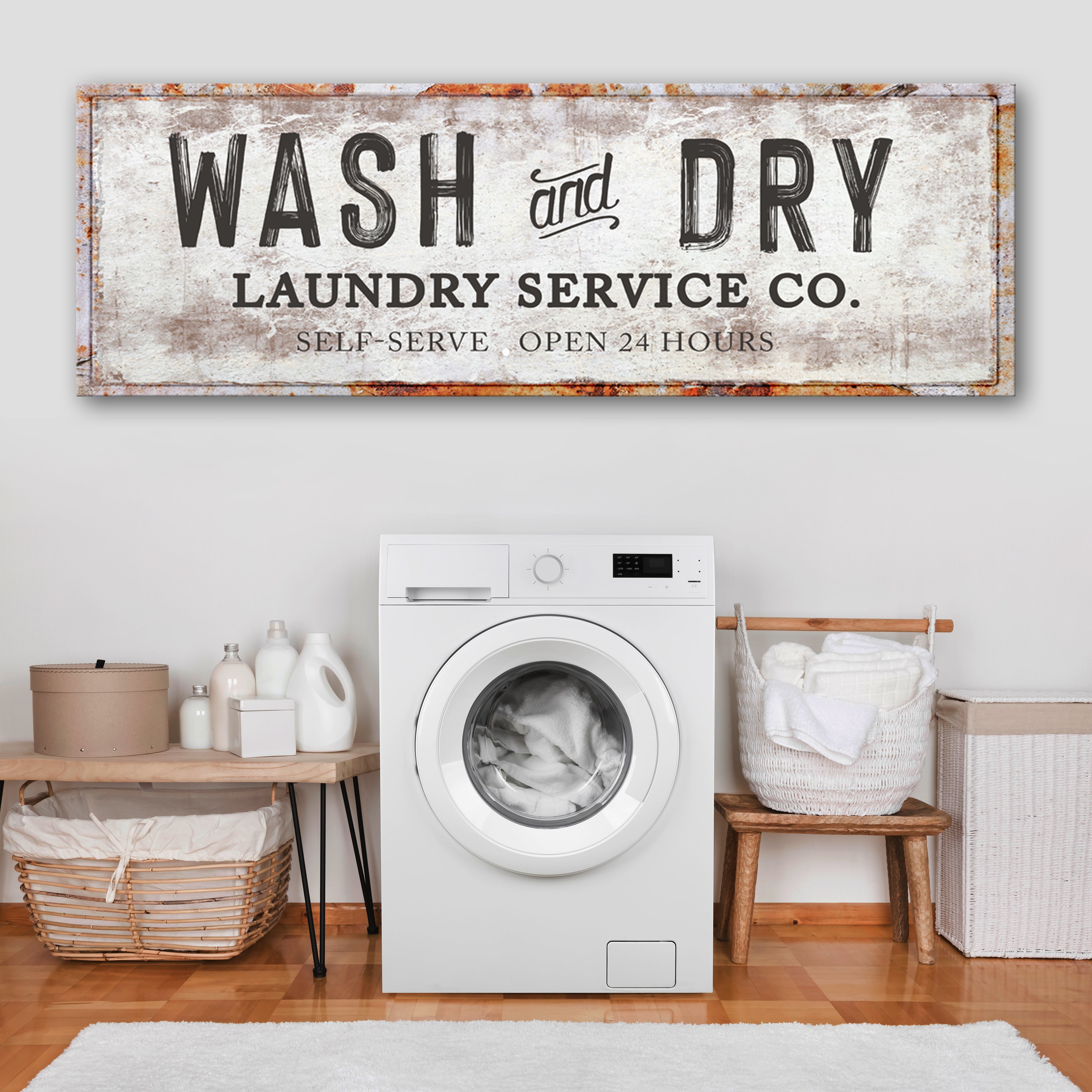 Wash And Dry Laundry Service Co Sign – Tailored Canvases