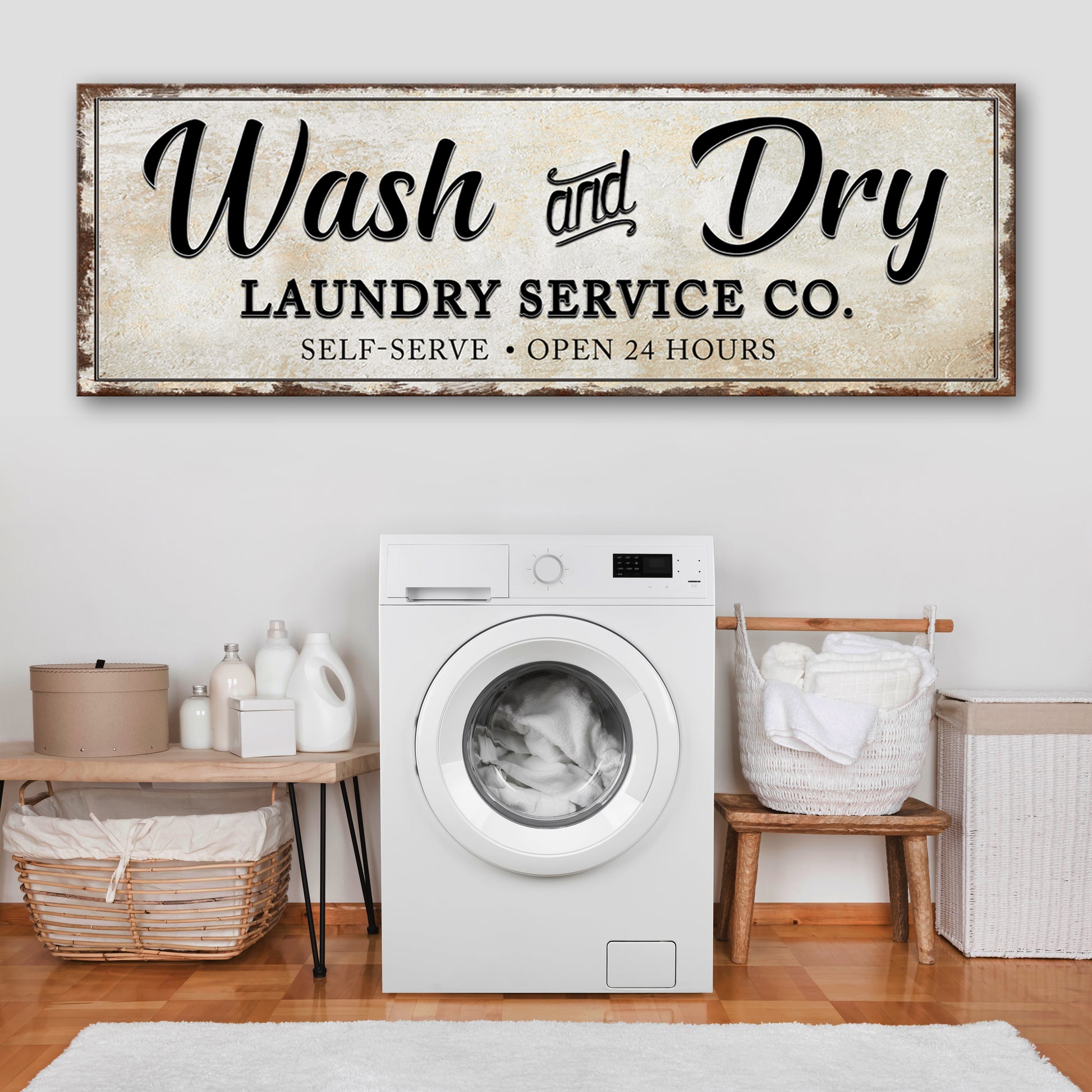 Wash and Dry Laundry Service Co Sign Style 2 - Image by Tailored Canvases