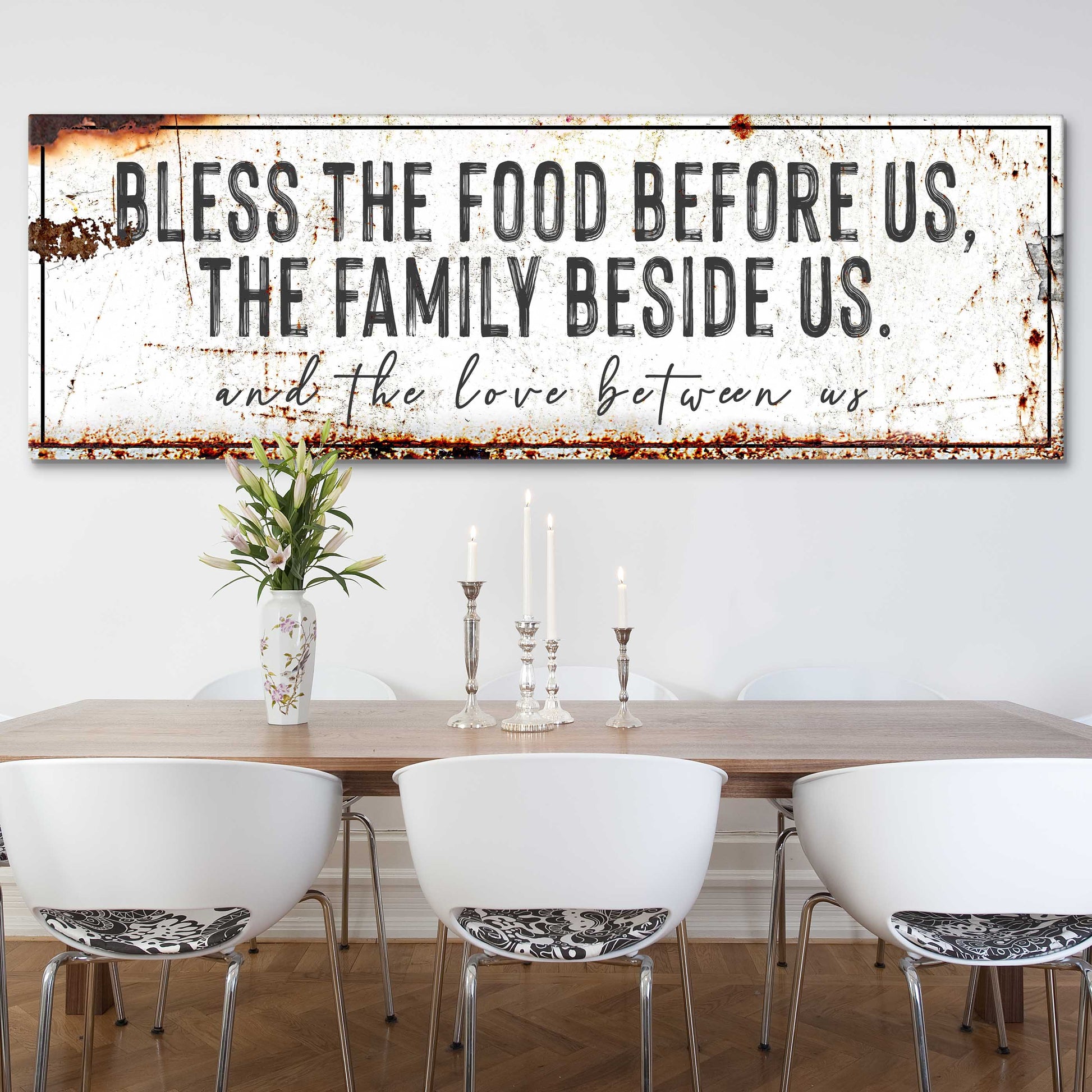 Bless The Food, Family and Love Sign Style 2 - Image by Tailored Canvases