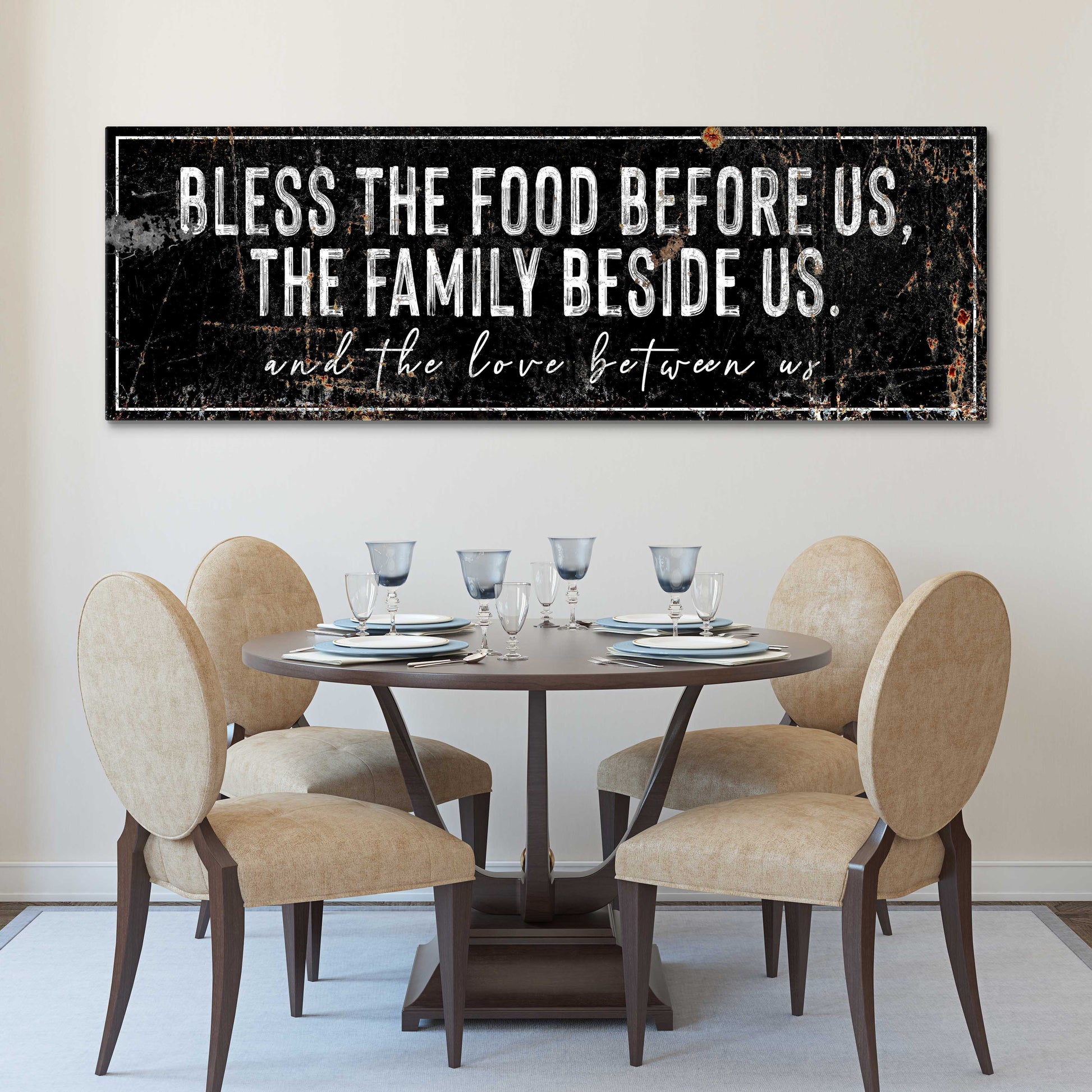 Bless The Food, Family and Love Sign Style 3 - Image by Tailored Canvases