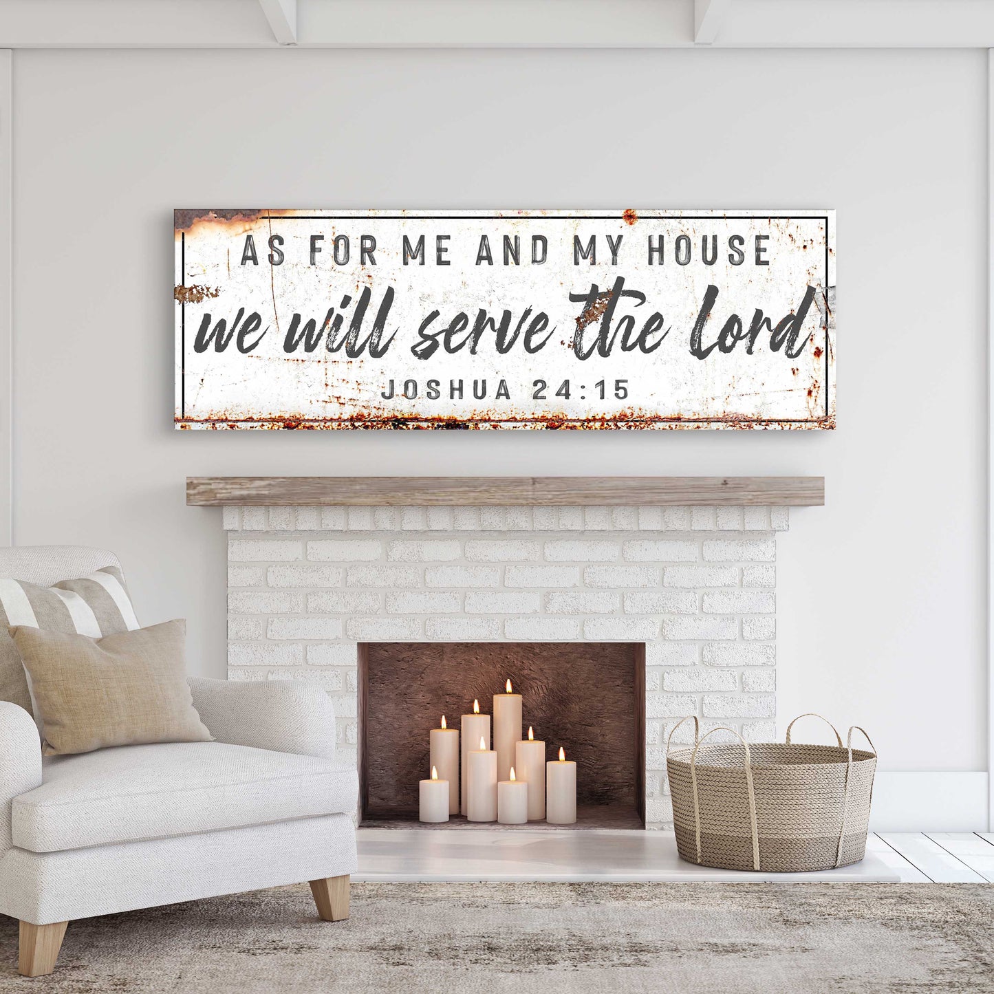 We Will Serve The Lord Rustic Sign Style 1 - Image by Tailored Canvases
