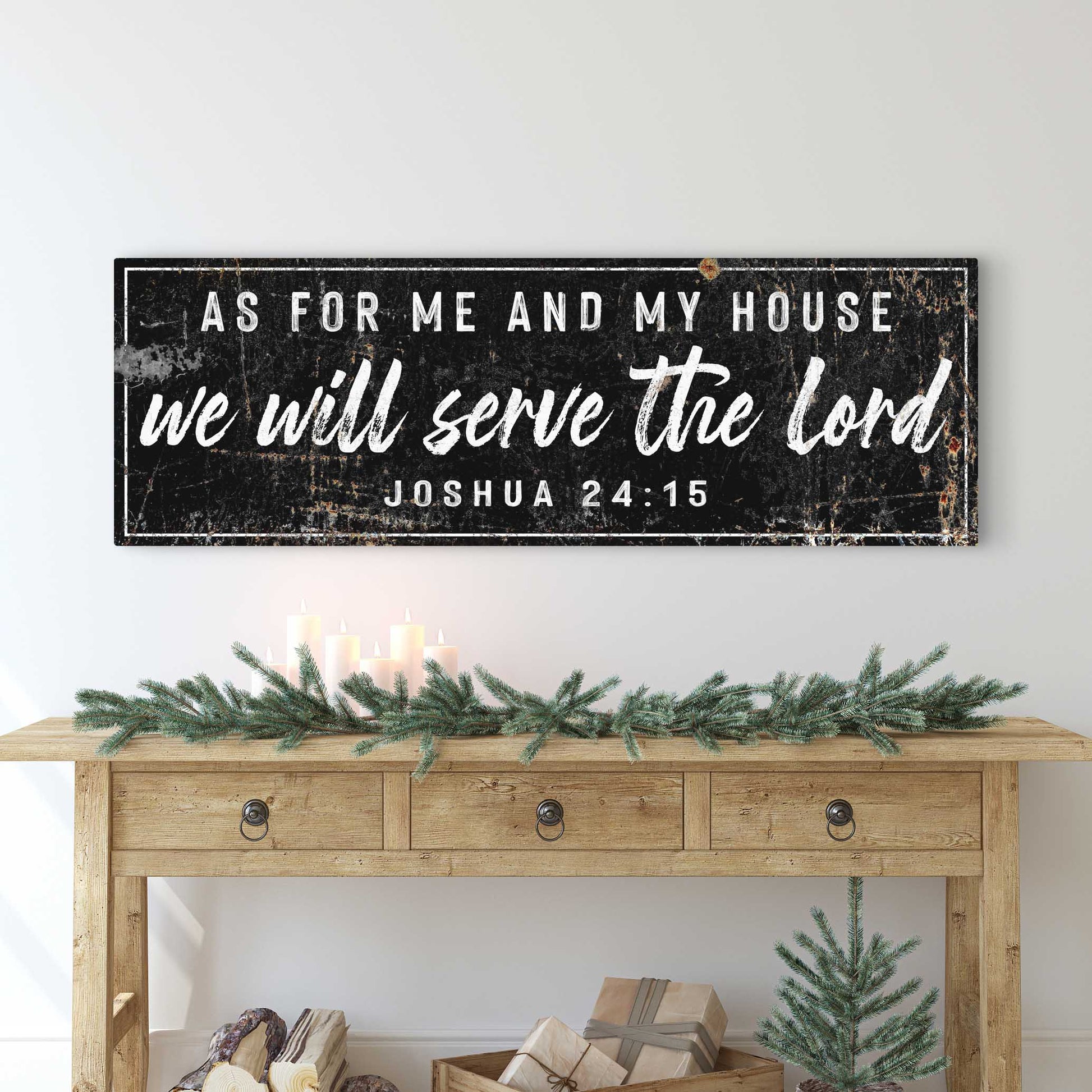 We Will Serve The Lord Rustic Sign Style 2 - Image by Tailored Canvases
