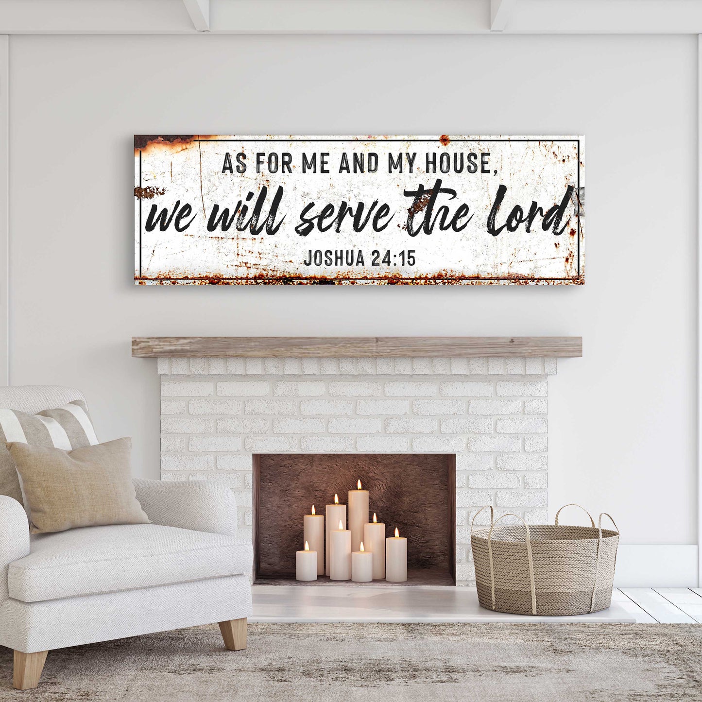 WE WILL SERVE THE LORD Rustic Sign II Style 1 - Image by Tailored Canvases