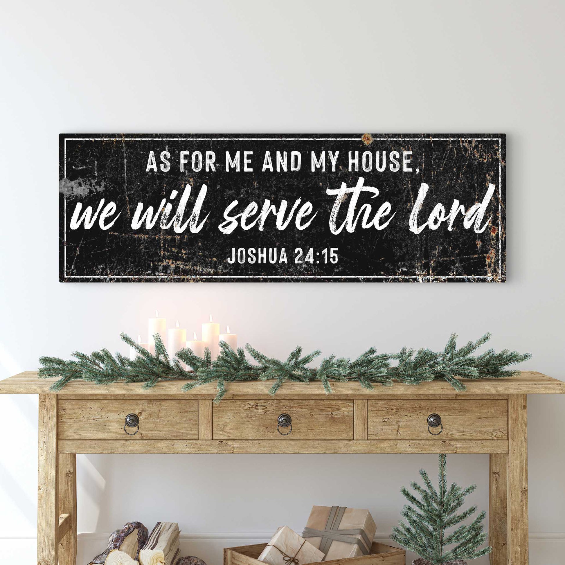 WE WILL SERVE THE LORD Rustic Sign II Style 2 - Image by Tailored Canvases