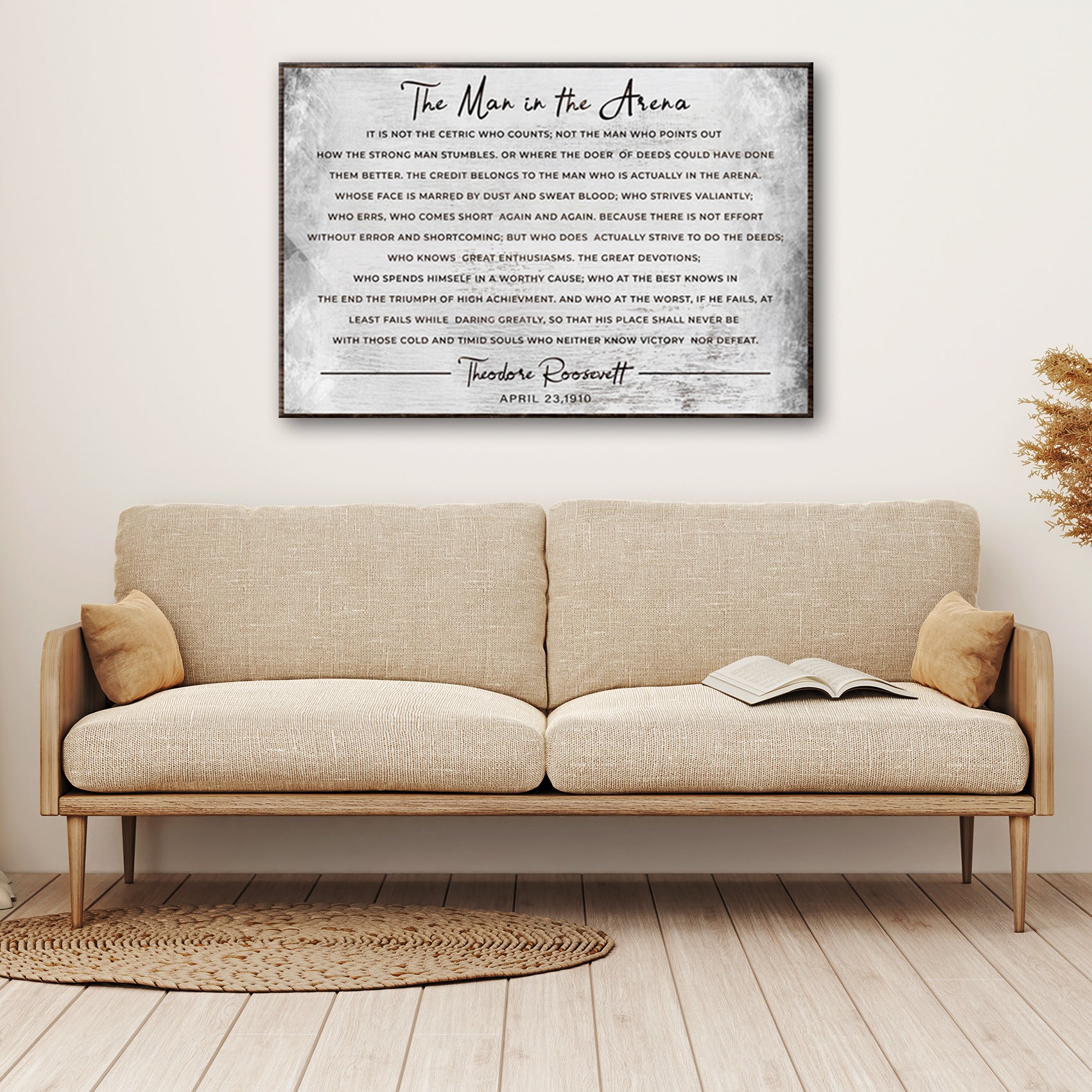 The Man in the Arena Grunge Sign - Image by Tailored Canvases