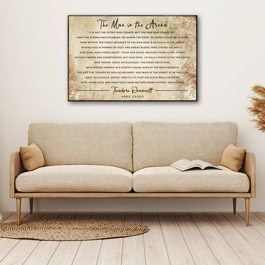 The Man in the Arena Grunge Sign Style 2 - Image by Tailored Canvases