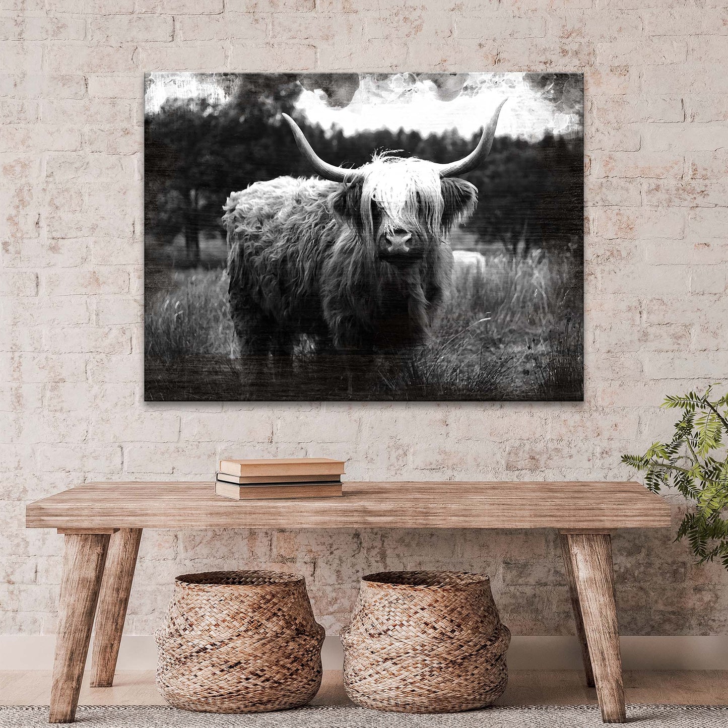 Highland Cattle Monochrome - Image by Tailored Canvases