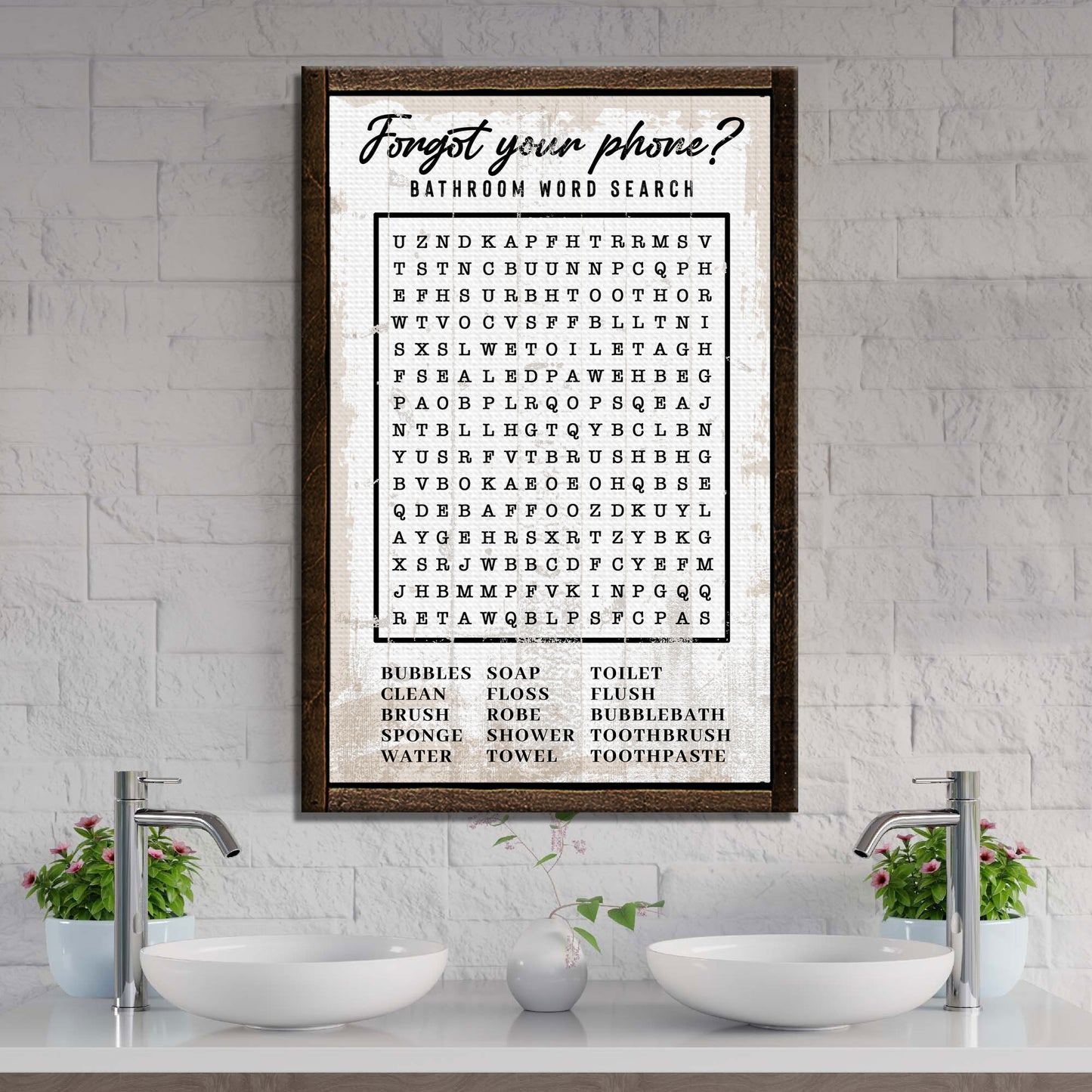 Bathroom Word Search Sign Style 2 - Image by Tailored Canvases