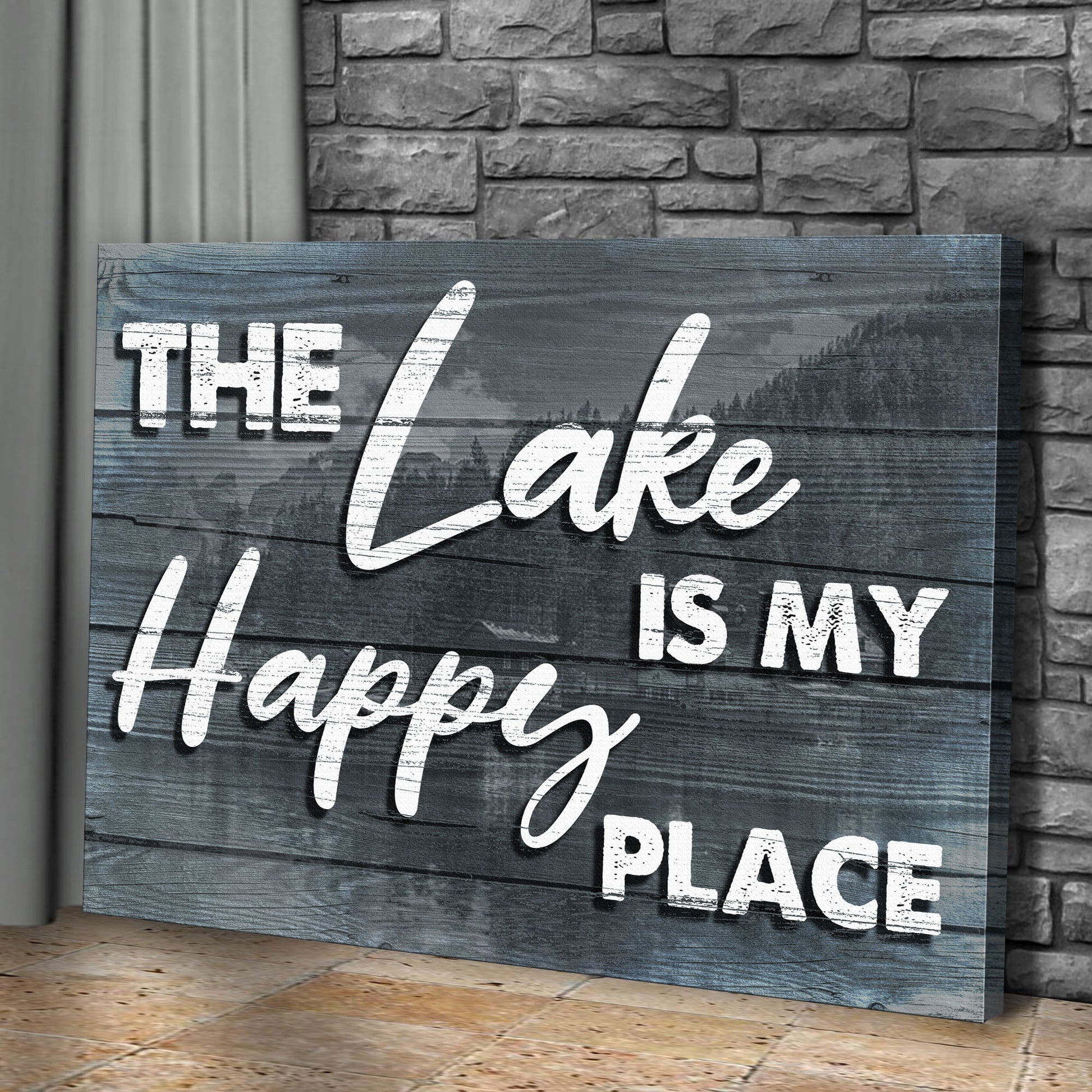 The Lake Is My Happy Place Sign Style 2 - Image by Tailored Canvases