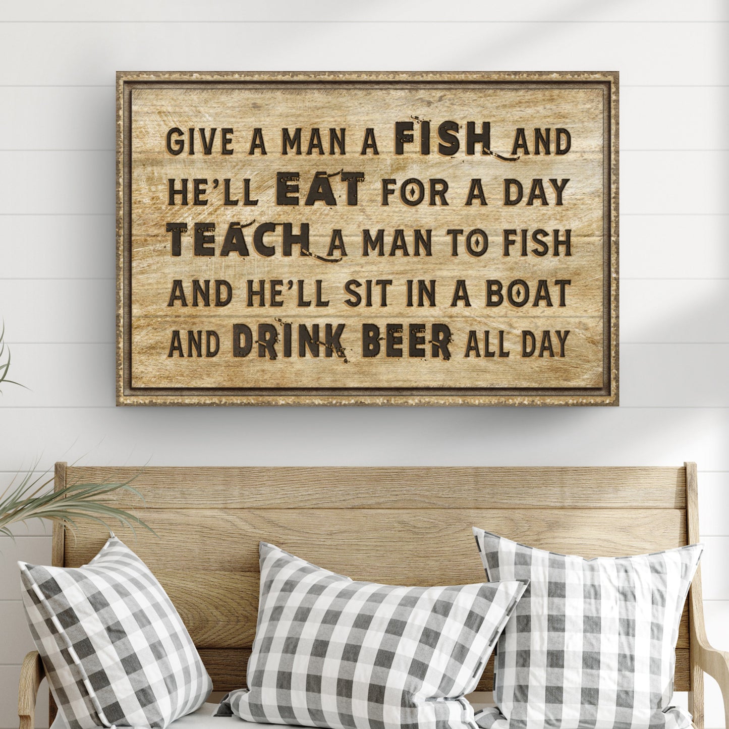 Give A Man A Fish Sign Style 1 - Image by Tailored Canvases