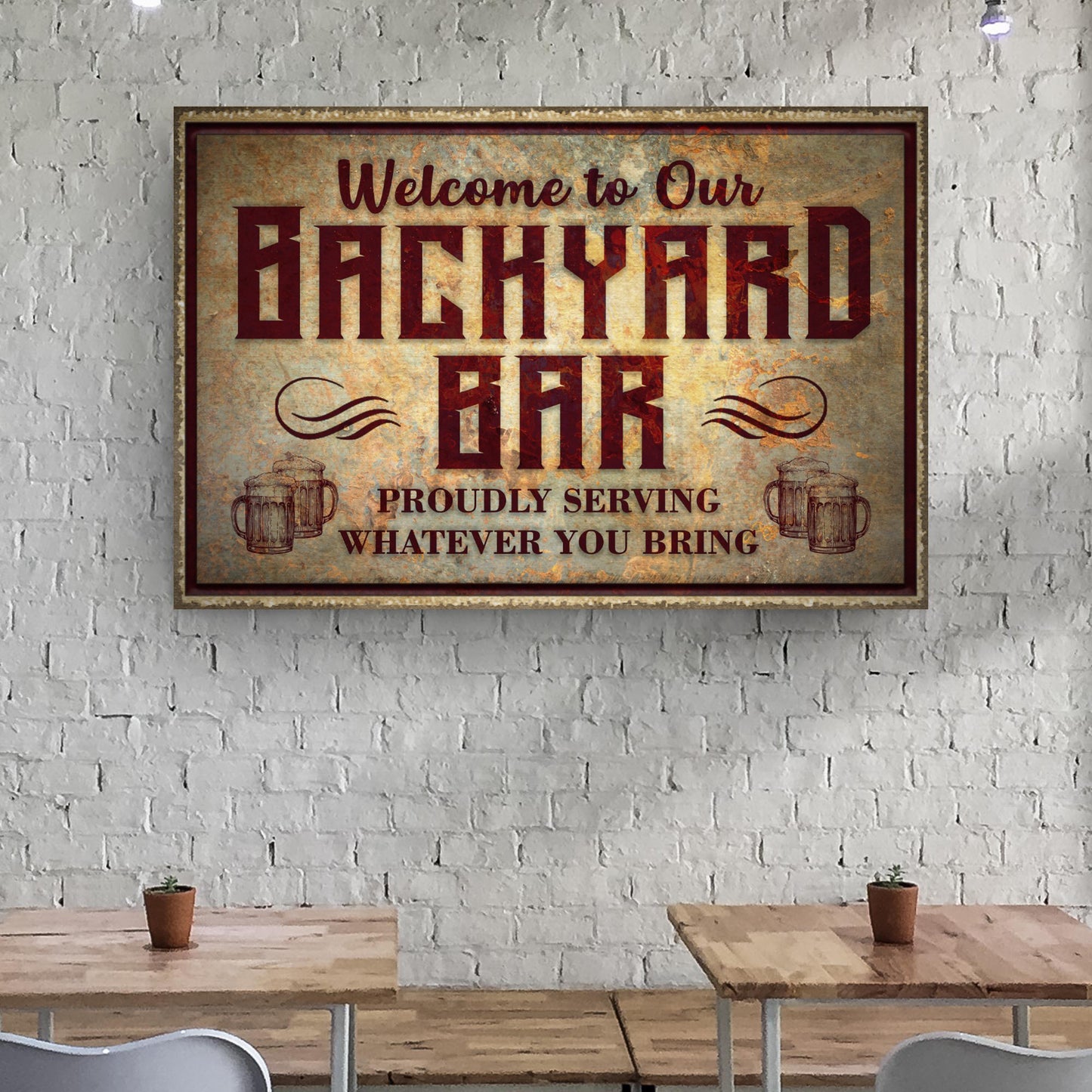 Welcome To Our Backyard Bar Sign IV - Image by Tailored Canvases